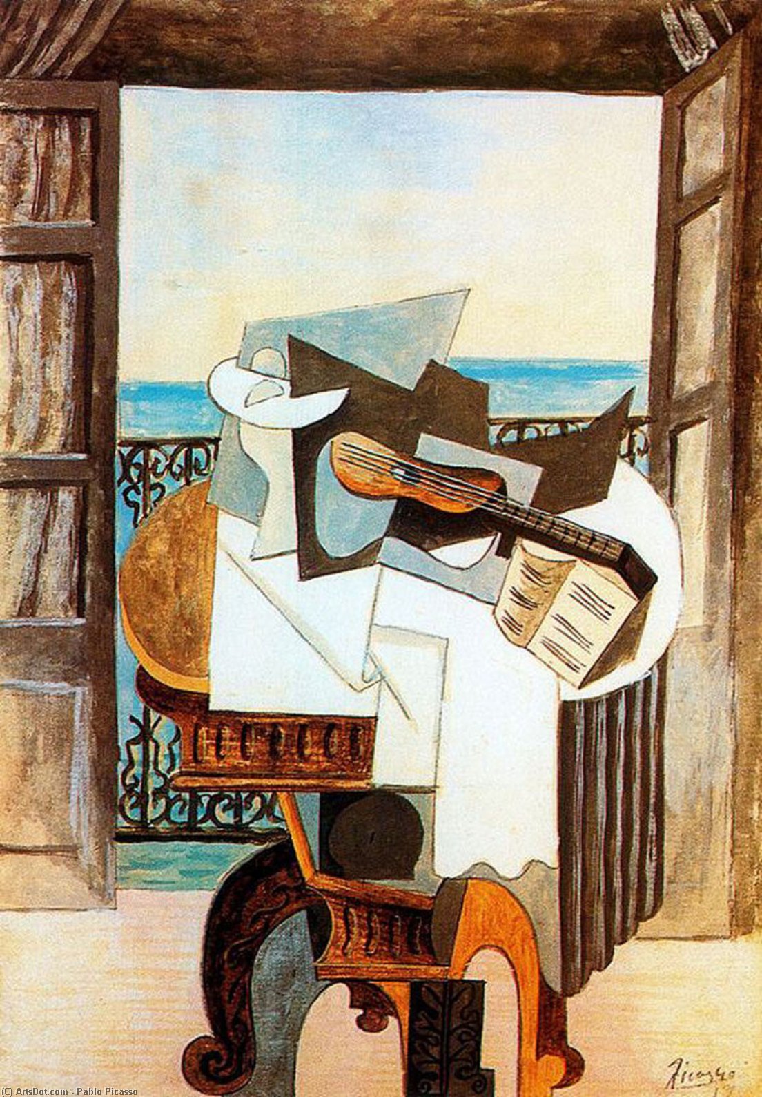 Buy Museum Art Reproductions Table in front of window, 1919 by Pablo Picasso (Inspired By) (1881-1973, Spain) | ArtsDot.com