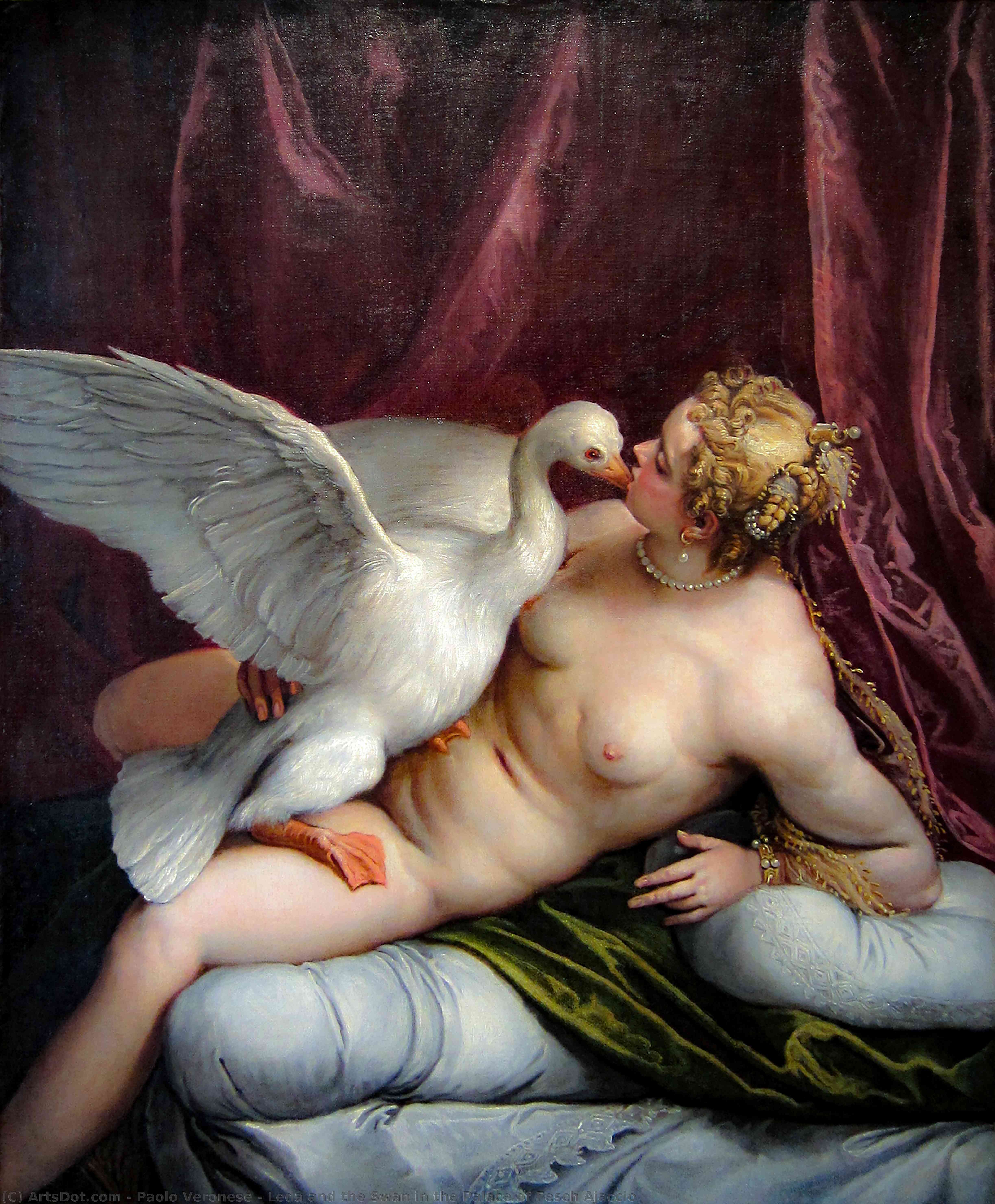 Order Oil Painting Replica Leda and the Swan in the Palace of Fesch Ajaccio by Paolo Veronese (1528-1588, Italy) | ArtsDot.com