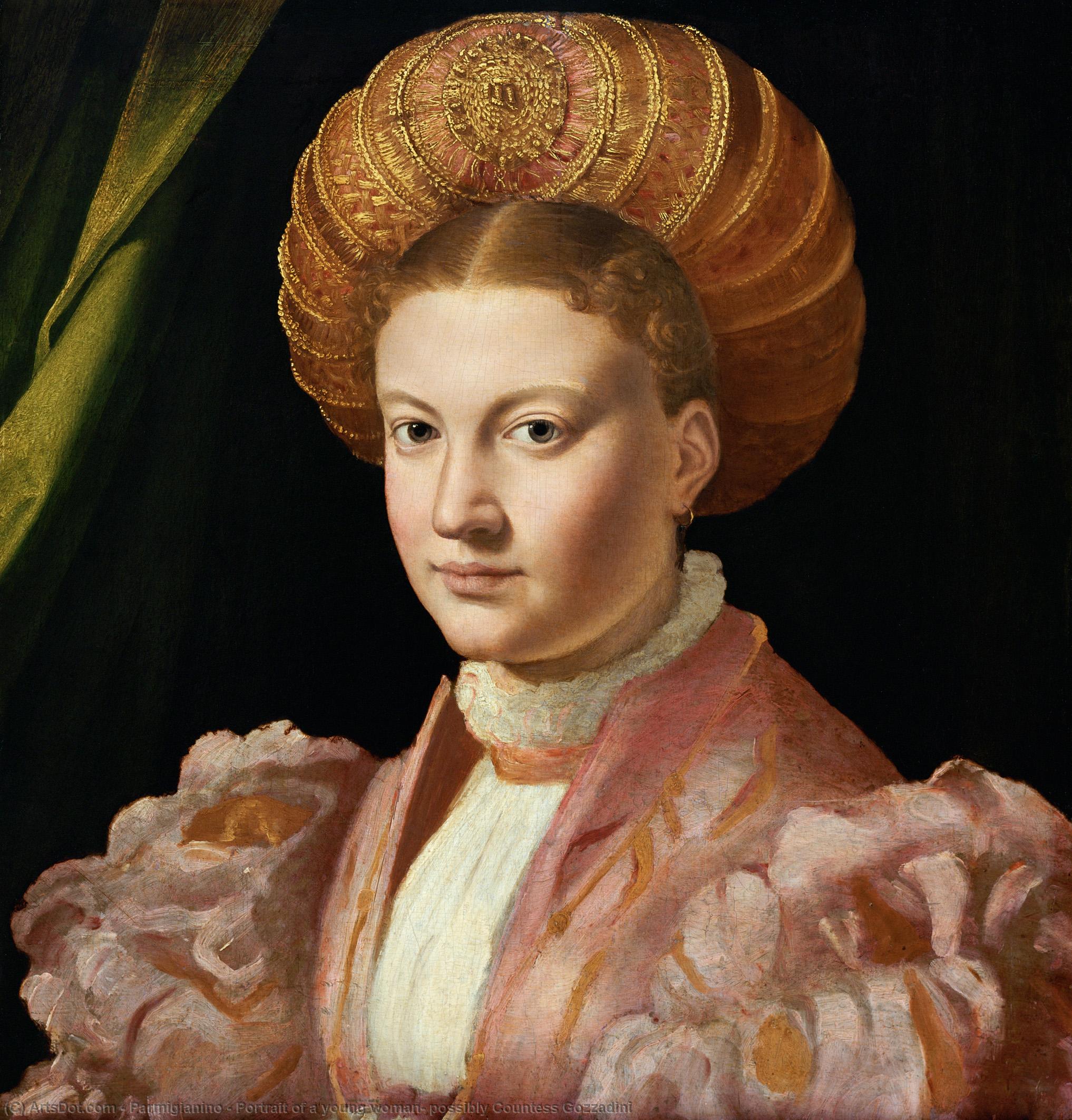 Order Art Reproductions Portrait of a young woman, possibly Countess Gozzadini, 1530 by Parmigianino (1503-1540, Italy) | ArtsDot.com