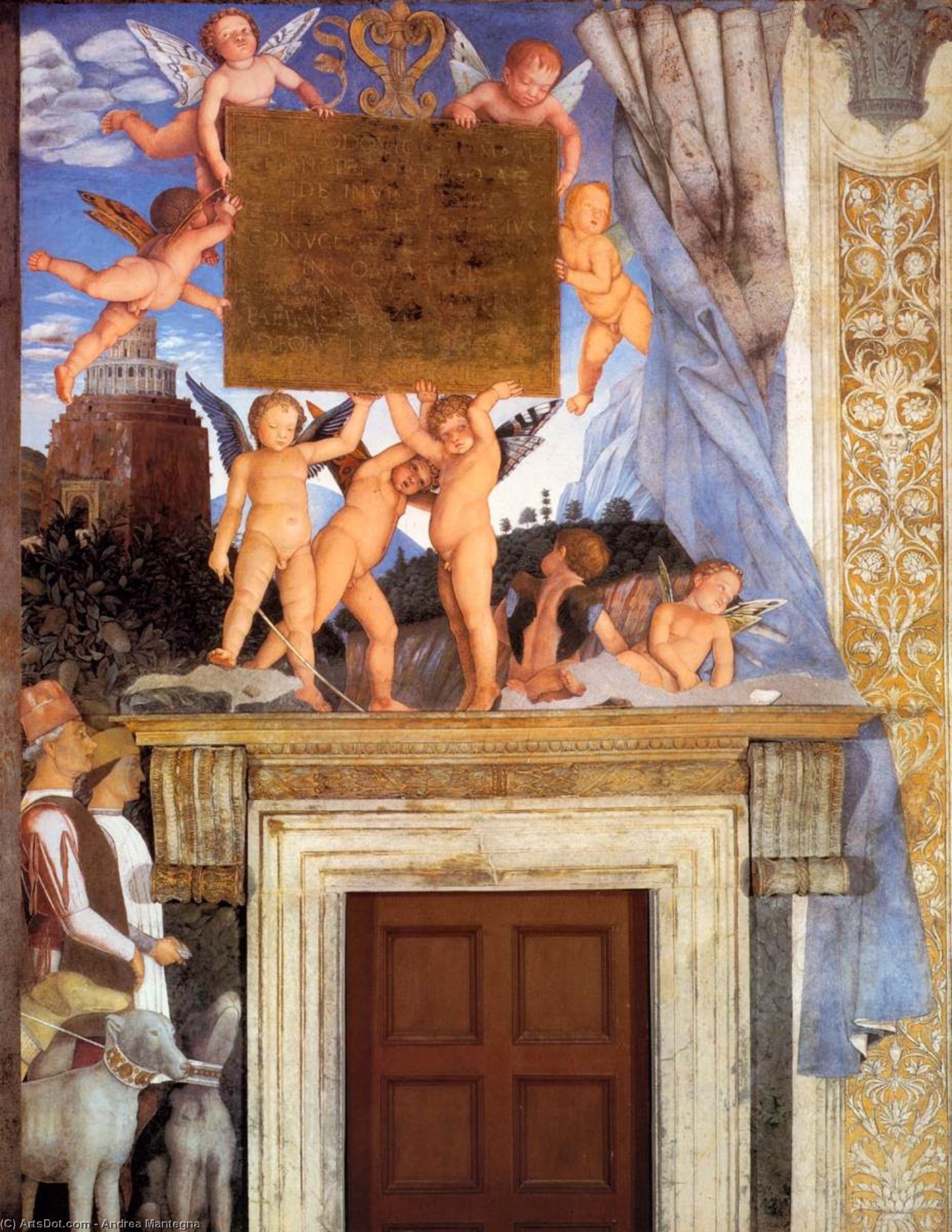 Order Oil Painting Replica Inscription with Putti, 1465 by Andrea Mantegna (1431-1506, Italy) | ArtsDot.com