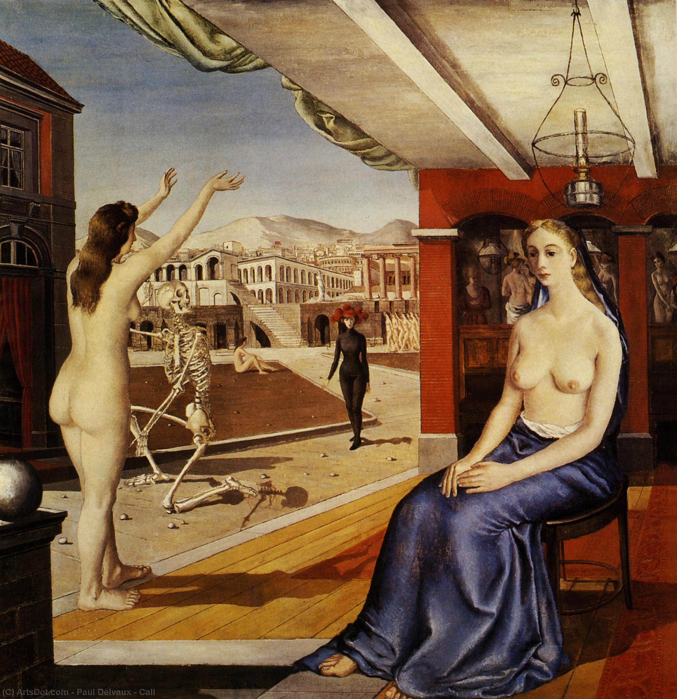 Order Oil Painting Replica Call, 1944 by Paul Delvaux (Inspired By) (1897-1994, Belgium) | ArtsDot.com