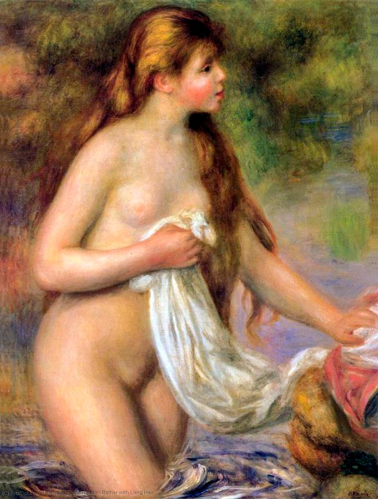 Order Oil Painting Replica Bather with Long Hair, 1895 by Pierre-Auguste Renoir (1841-1919, France) | ArtsDot.com