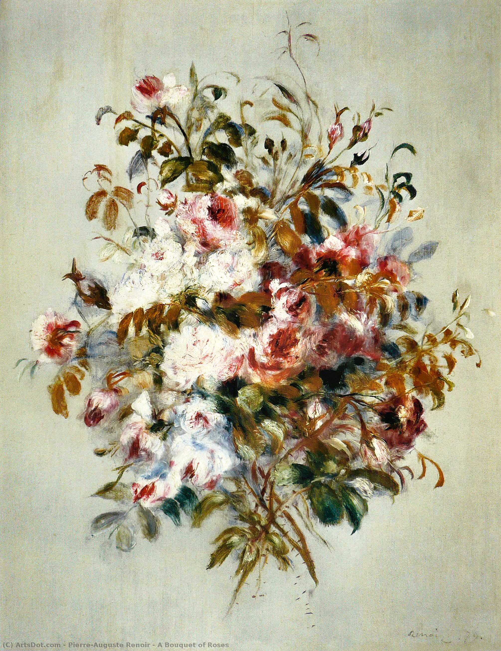 Order Oil Painting Replica A Bouquet of Roses, 1879 by Pierre-Auguste Renoir (1841-1919, France) | ArtsDot.com