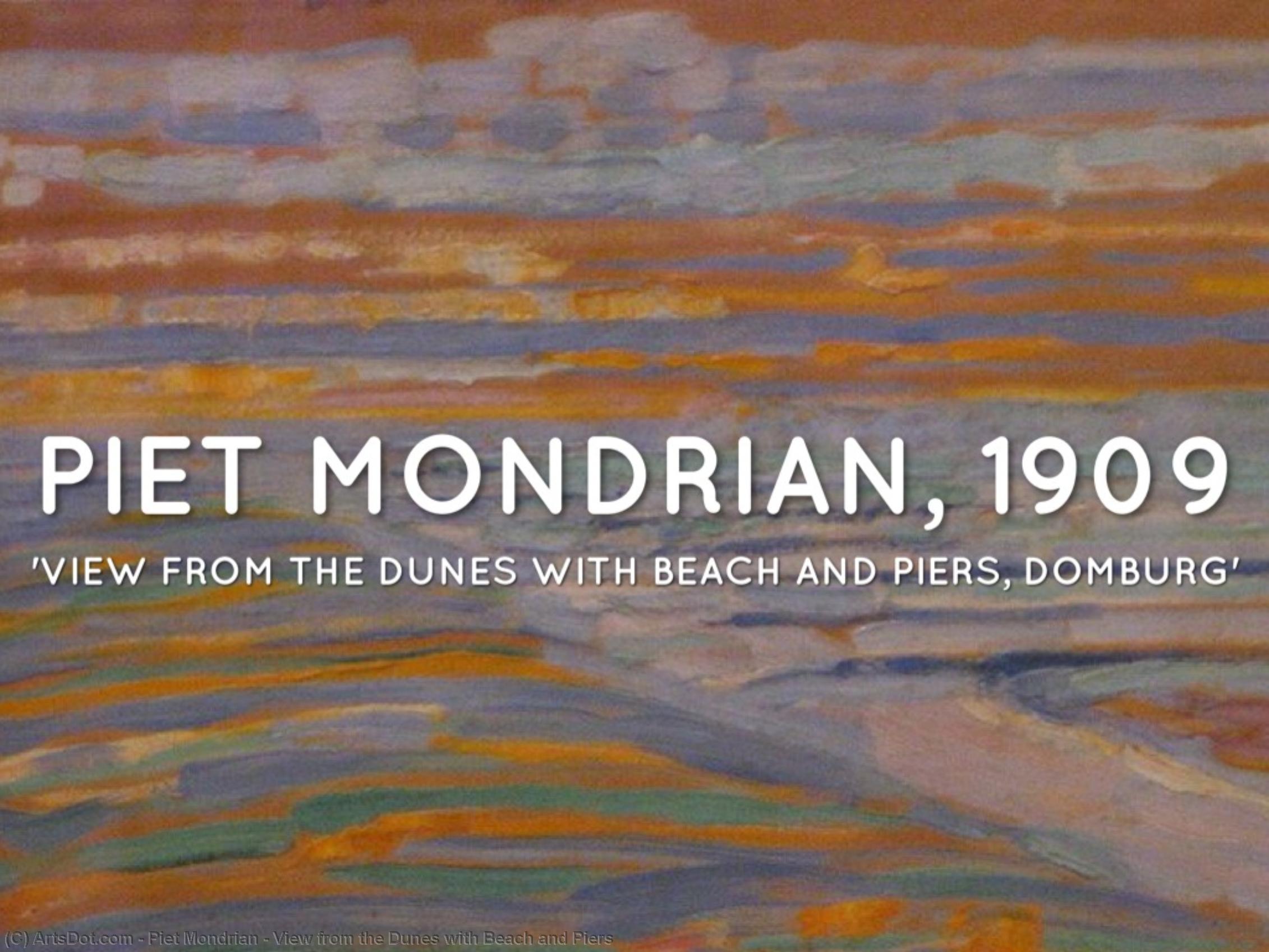 Order Oil Painting Replica View from the Dunes with Beach and Piers, 1909 by Piet Mondrian (1872-1944, Netherlands) | ArtsDot.com
