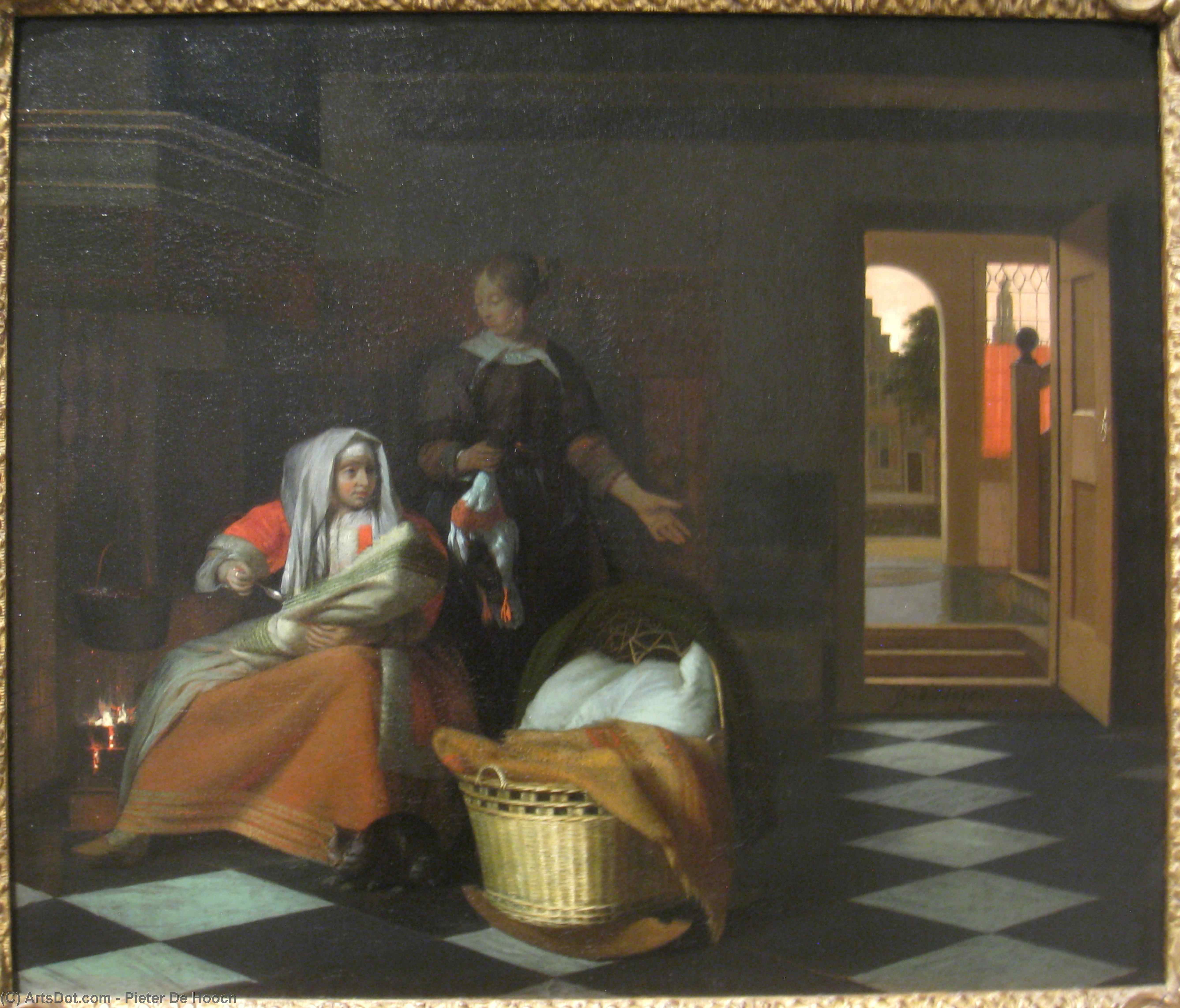 Order Oil Painting Replica Woman with a Child and a Maid in an Interior by Pieter De Hooch (1629-1694, Netherlands) | ArtsDot.com