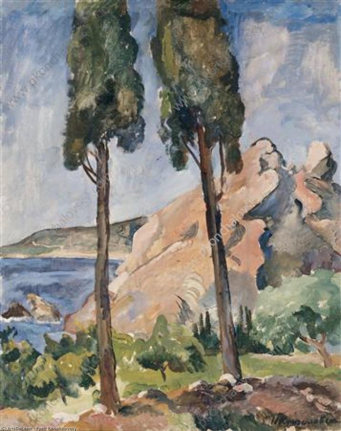Buy Museum Art Reproductions Gurzuf. Cypresses., 1929 by Pyotr Konchalovsky (Inspired By) (1876-1956, Russia) | ArtsDot.com