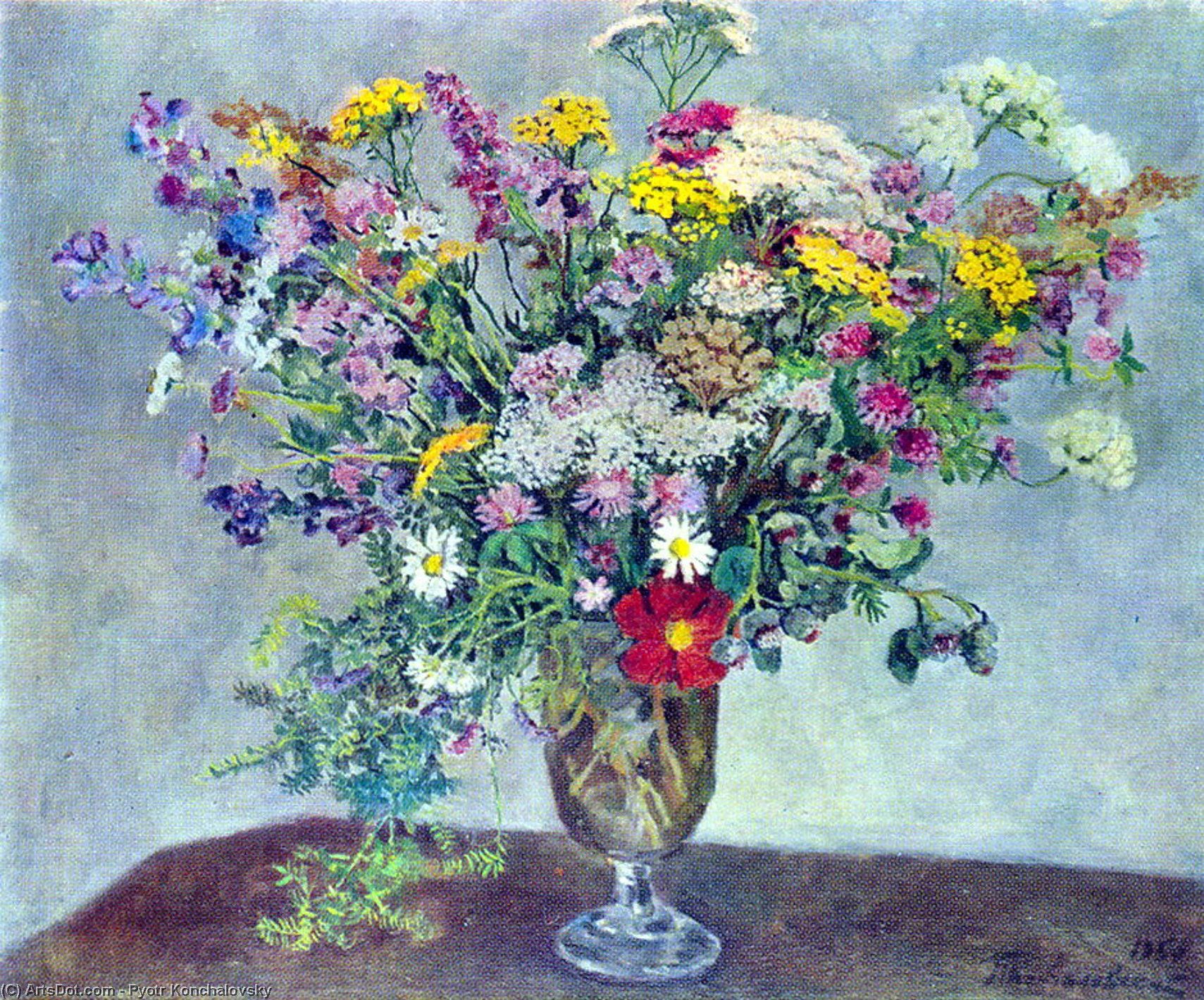Order Oil Painting Replica Still Life. Wildflowers., 1950 by Pyotr Konchalovsky (Inspired By) (1876-1956, Russia) | ArtsDot.com