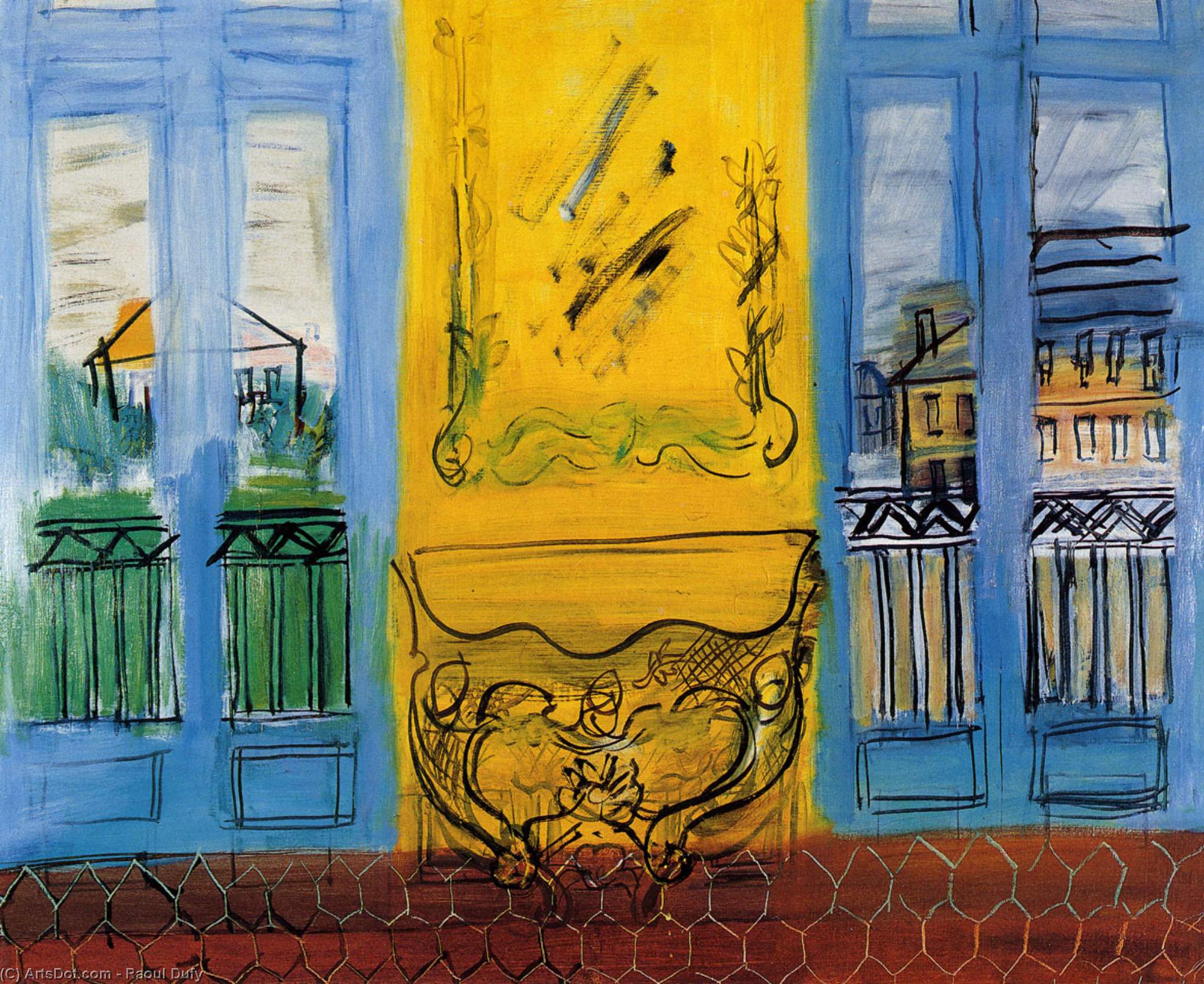 Buy Museum Art Reproductions Console With Two Windows, 1948 by Raoul Dufy (Inspired By) (1877-1953, France) | ArtsDot.com