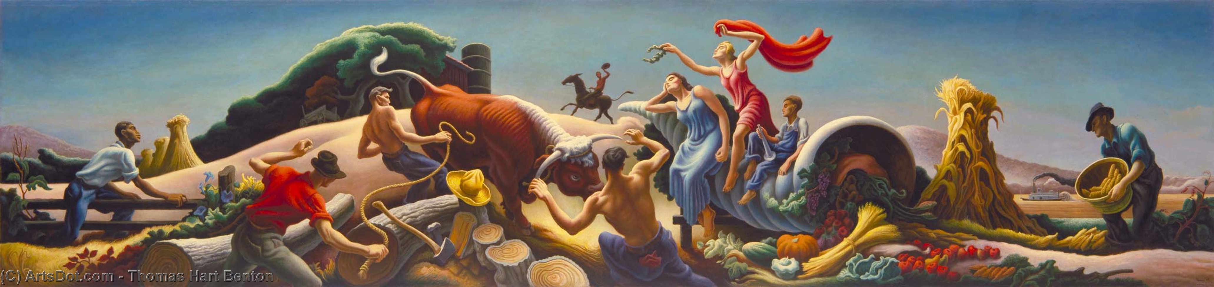 Order Paintings Reproductions Achelous and Hercules, 1947 by Thomas Hart Benton (Inspired By) (1889-1975, United States) | ArtsDot.com