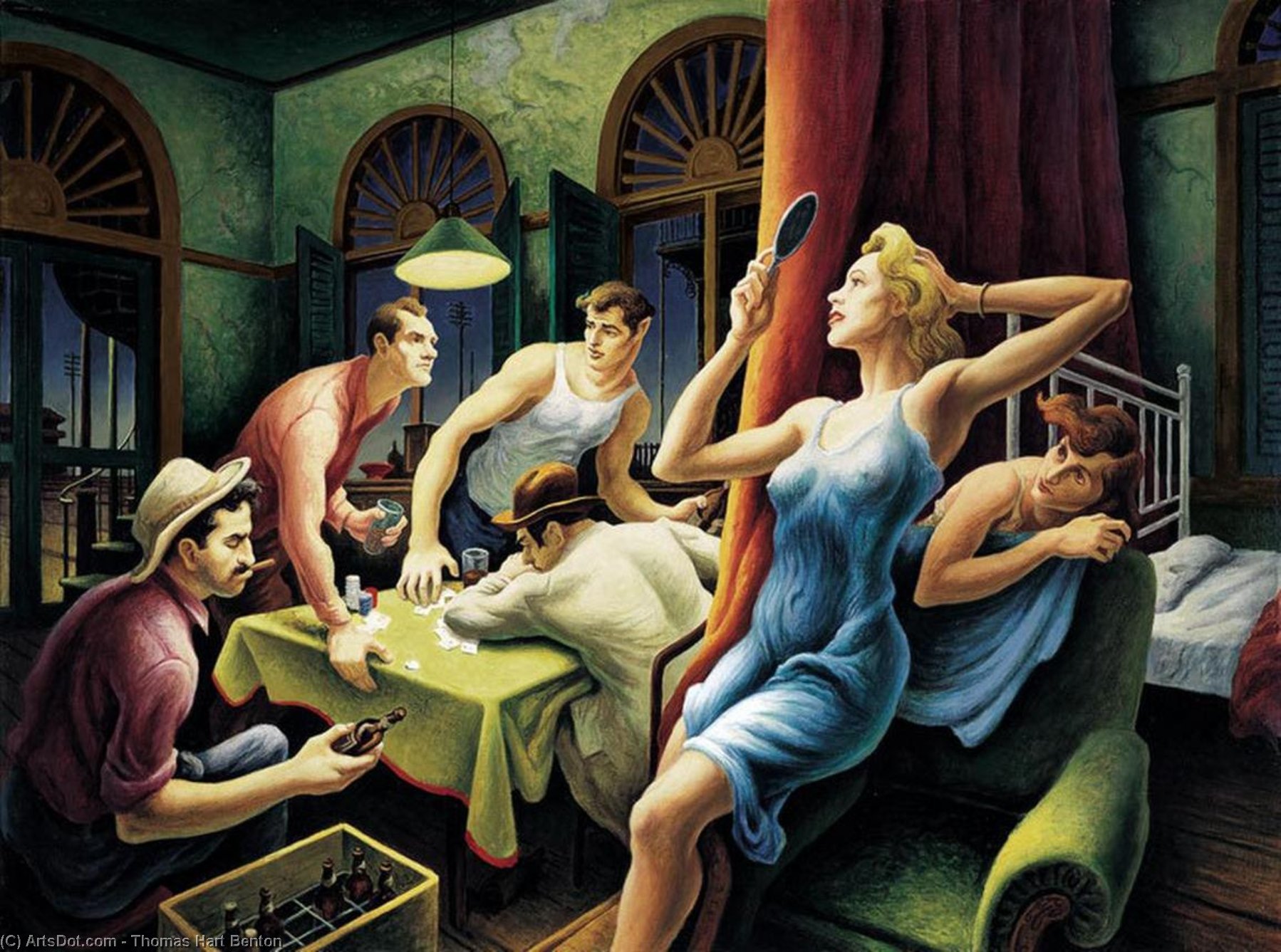 Buy Museum Art Reproductions Poker Night, 1948 by Thomas Hart Benton (Inspired By) (1889-1975, United States) | ArtsDot.com