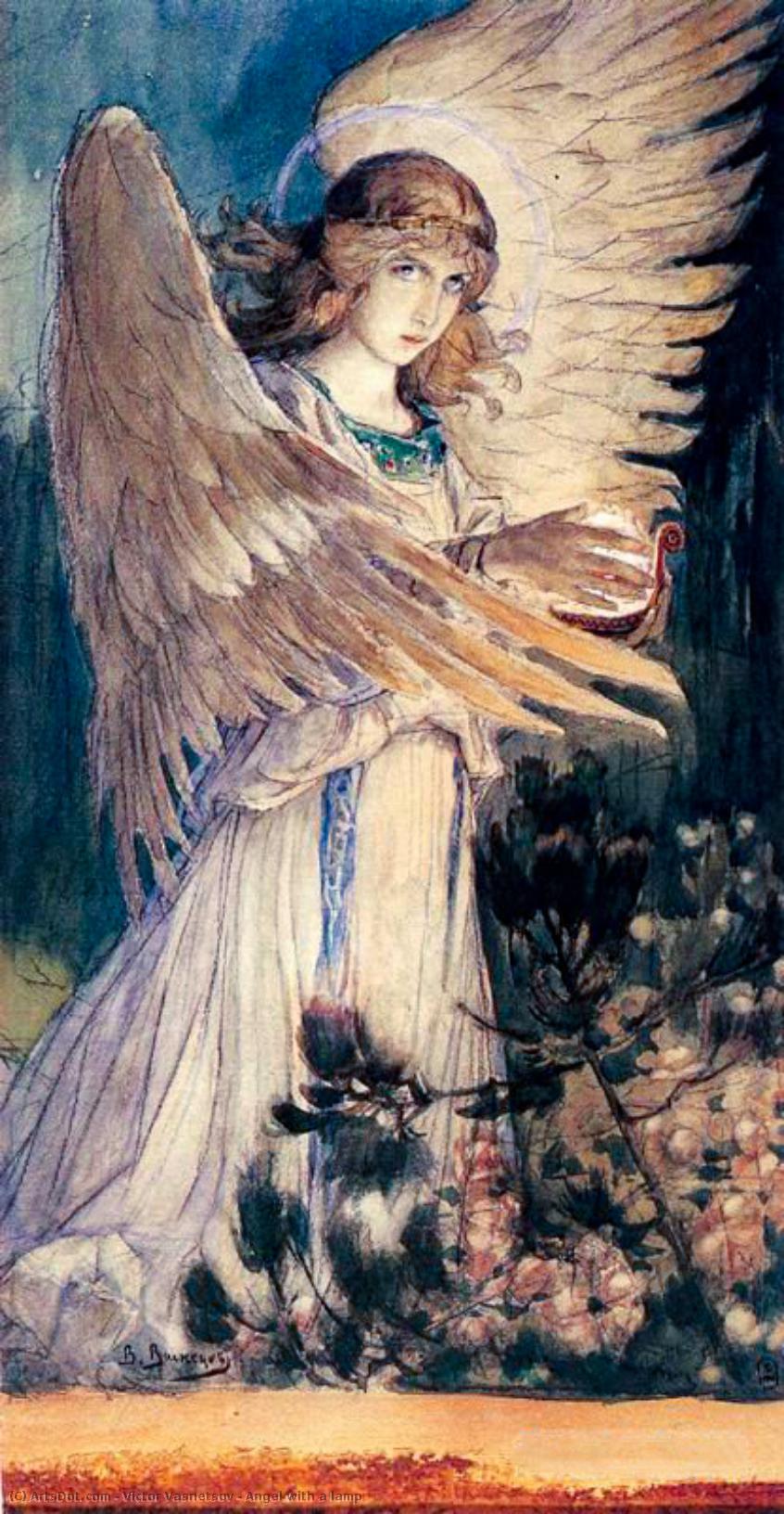 Order Paintings Reproductions Angel with a lamp, 1896 by Victor Vasnetsov (1848-1926, Russia) | ArtsDot.com