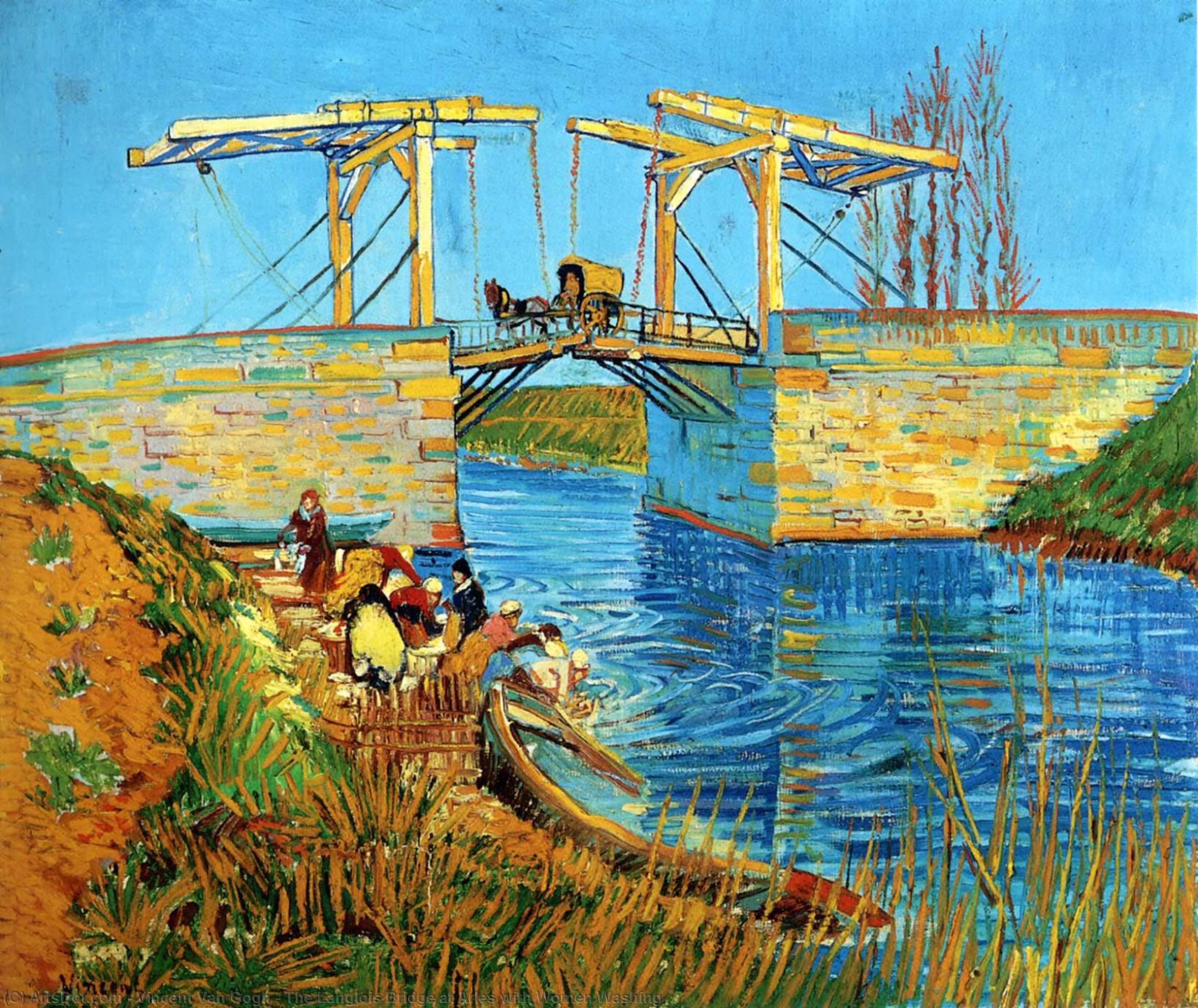 Order Oil Painting Replica The Langlois Bridge at Arles with Women Washing, 1888 by Vincent Van Gogh (1853-1890, Netherlands) | ArtsDot.com