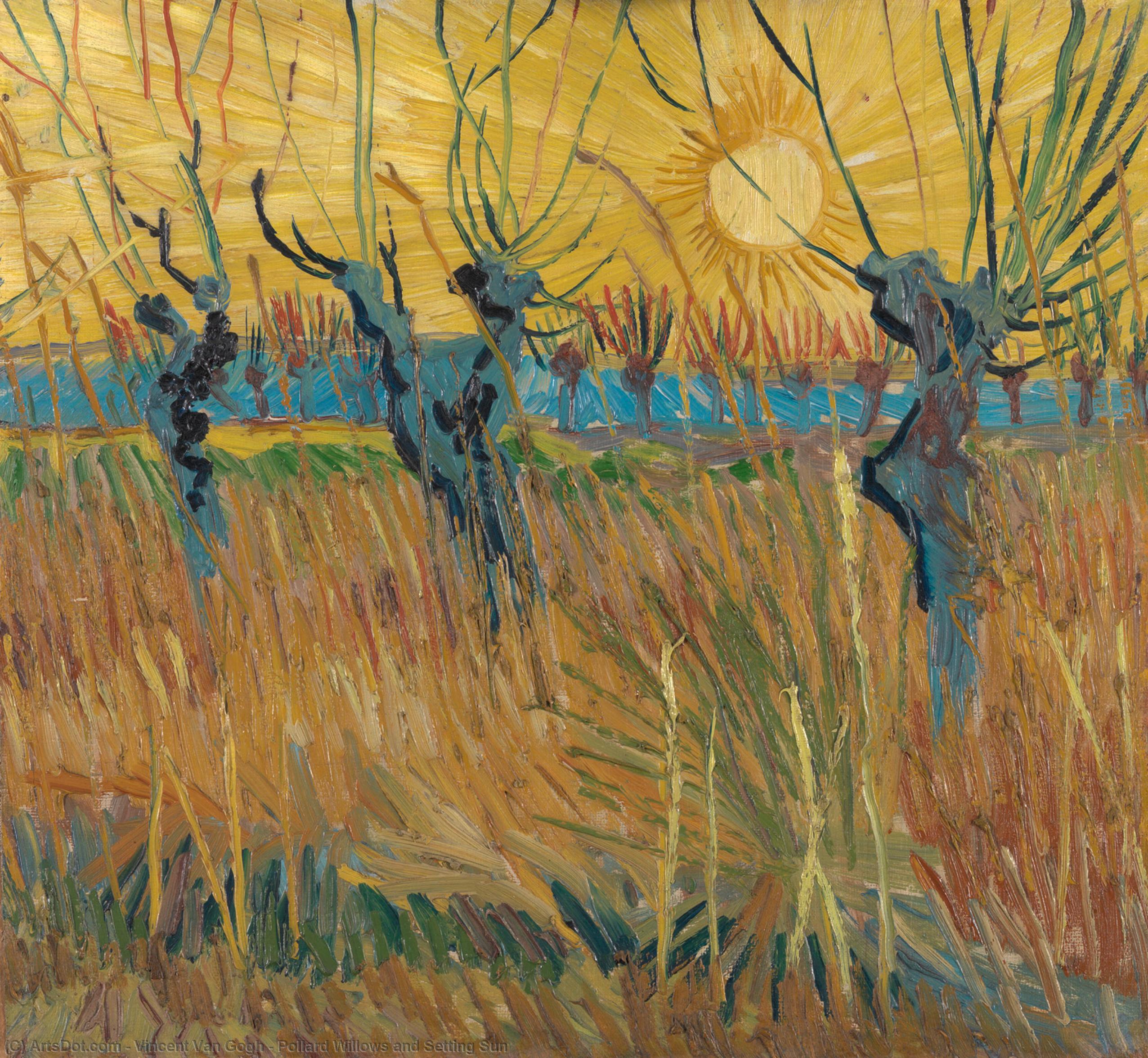 Buy Museum Art Reproductions Pollard Willows and Setting Sun, 1888 by Vincent Van Gogh (1853-1890, Netherlands) | ArtsDot.com