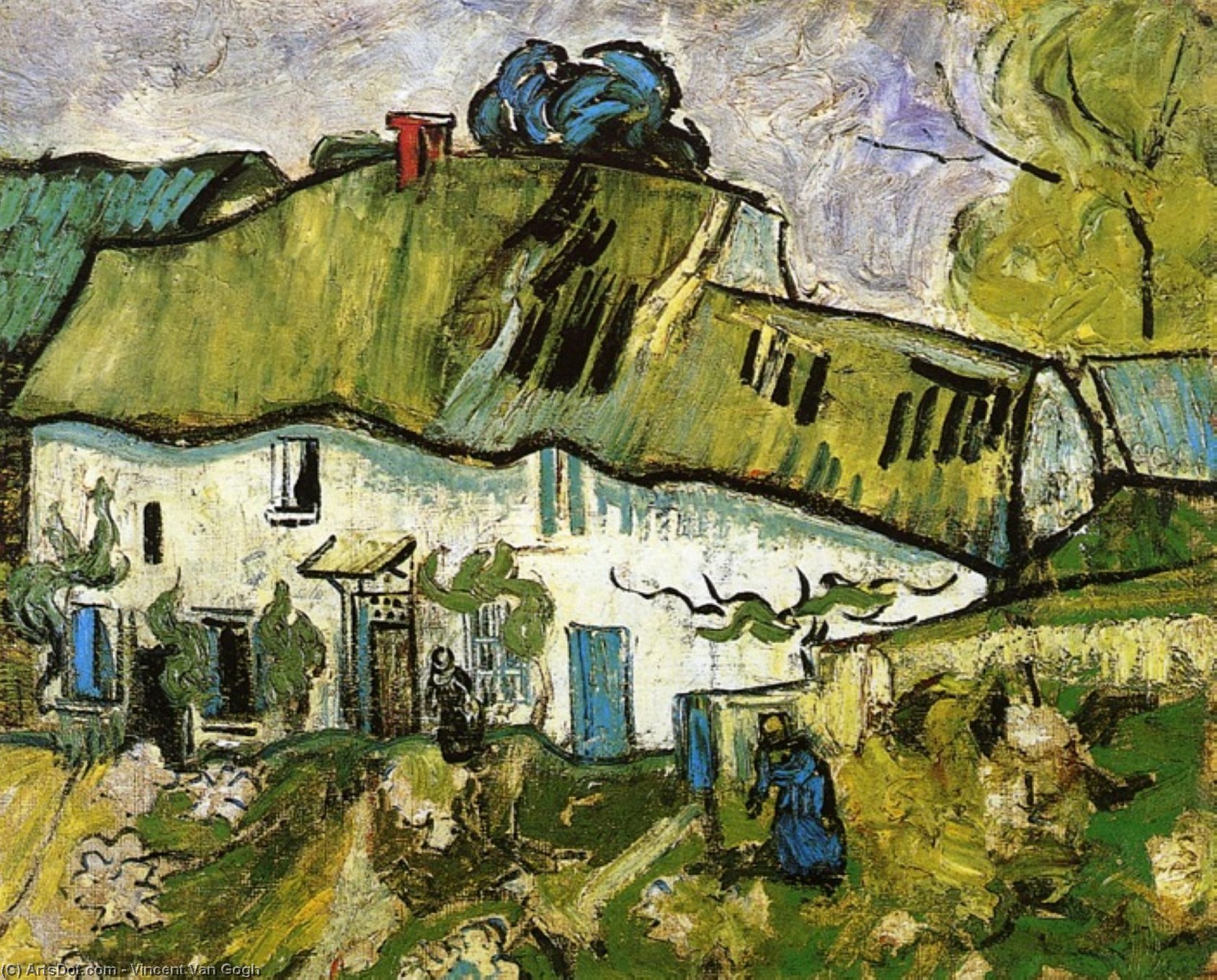 Order Paintings Reproductions Farmhouse with Two Figures, 1890 by Vincent Van Gogh (1853-1890, Netherlands) | ArtsDot.com
