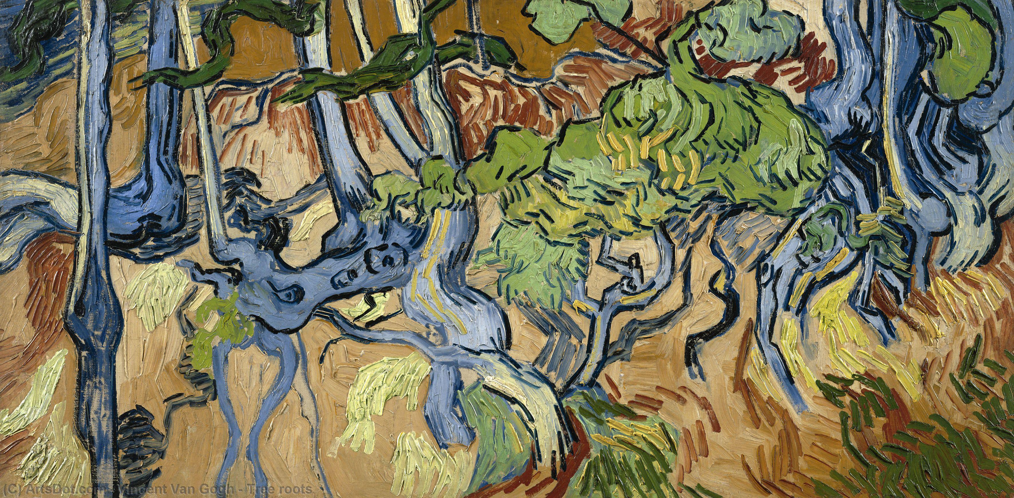 Order Oil Painting Replica Tree roots, 1890 by Vincent Van Gogh (1853-1890, Netherlands) | ArtsDot.com