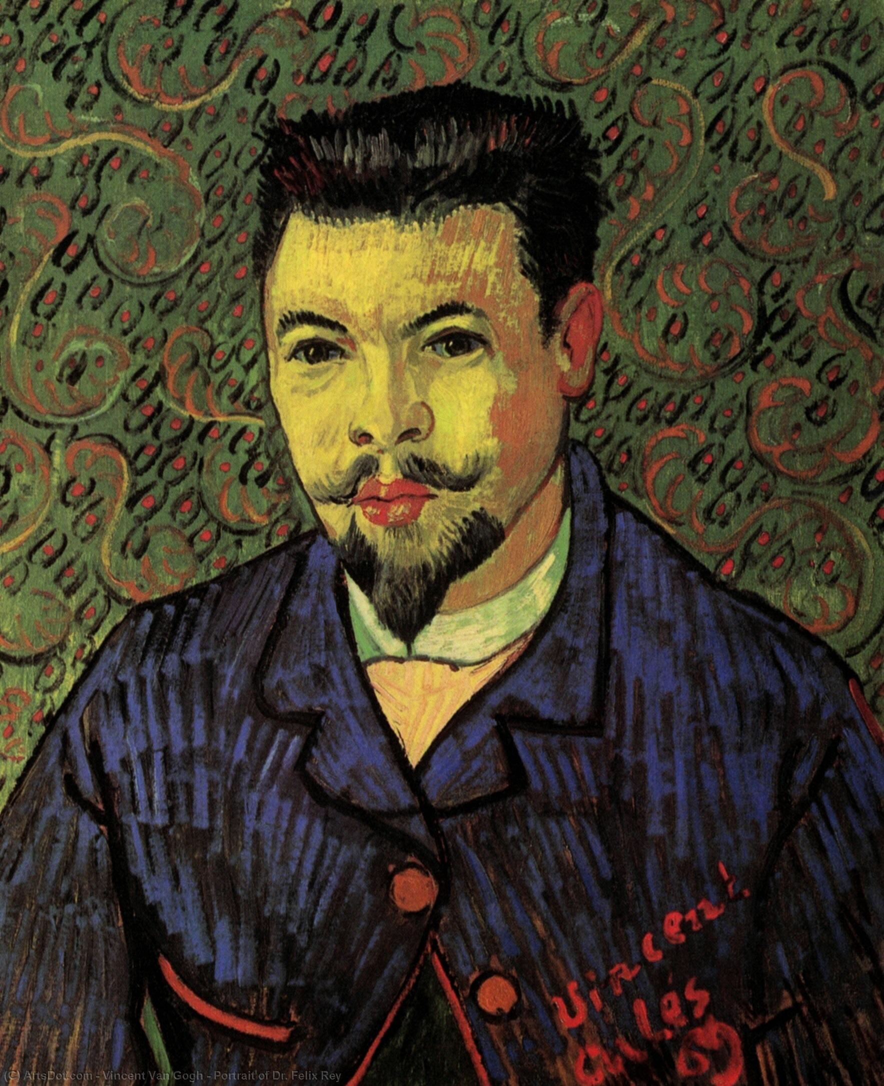 Order Artwork Replica Portrait of Dr. Felix Rey, 1889 by Vincent Van Gogh (1853-1890, Netherlands) | ArtsDot.com