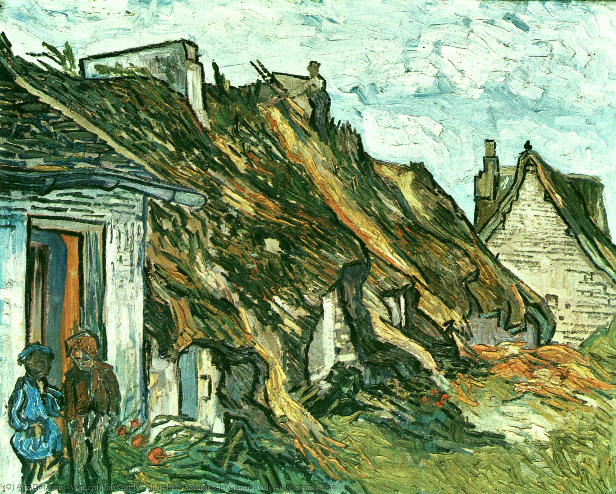 Order Oil Painting Replica Thatched Cottages in Chaponval, Auvers-sur-Oise, 1890 by Vincent Van Gogh (1853-1890, Netherlands) | ArtsDot.com