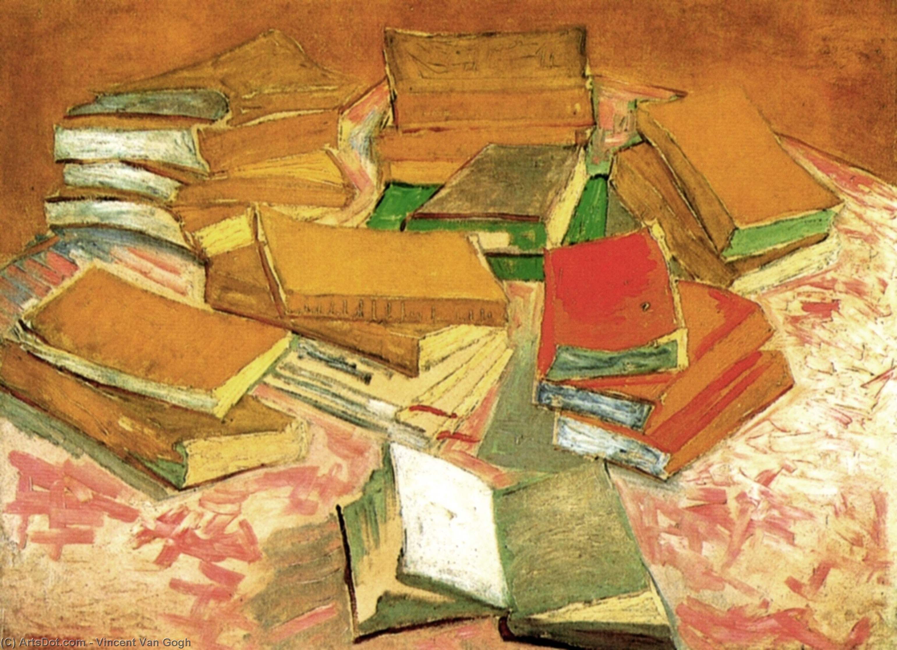 Order Oil Painting Replica Still Life - French Novels, 1888 by Vincent Van Gogh (1853-1890, Netherlands) | ArtsDot.com
