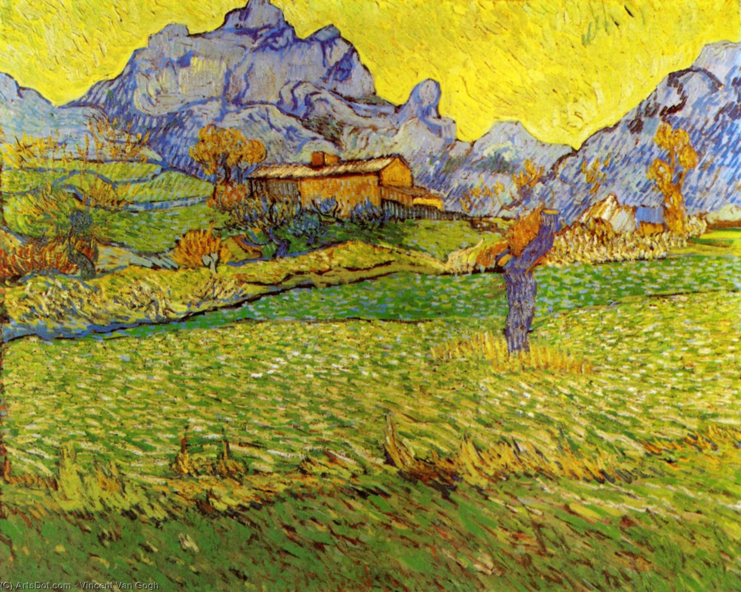 Order Art Reproductions A Meadow in the Mountains, 1889 by Vincent Van Gogh (1853-1890, Netherlands) | ArtsDot.com