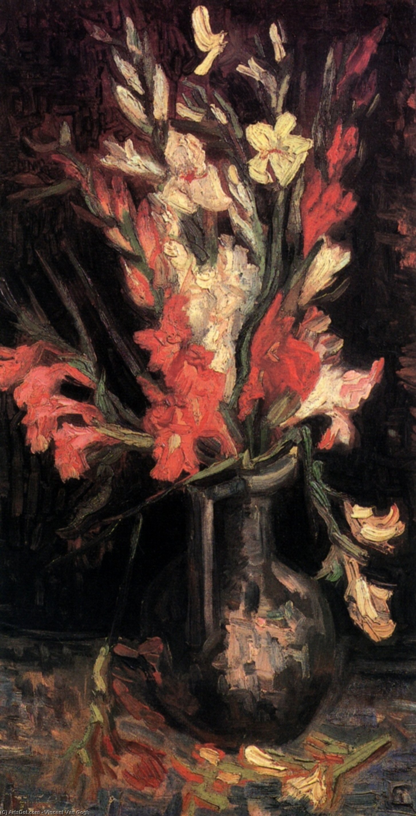 Buy Museum Art Reproductions Vase with Red Gladioli, 1886 by Vincent Van Gogh (1853-1890, Netherlands) | ArtsDot.com