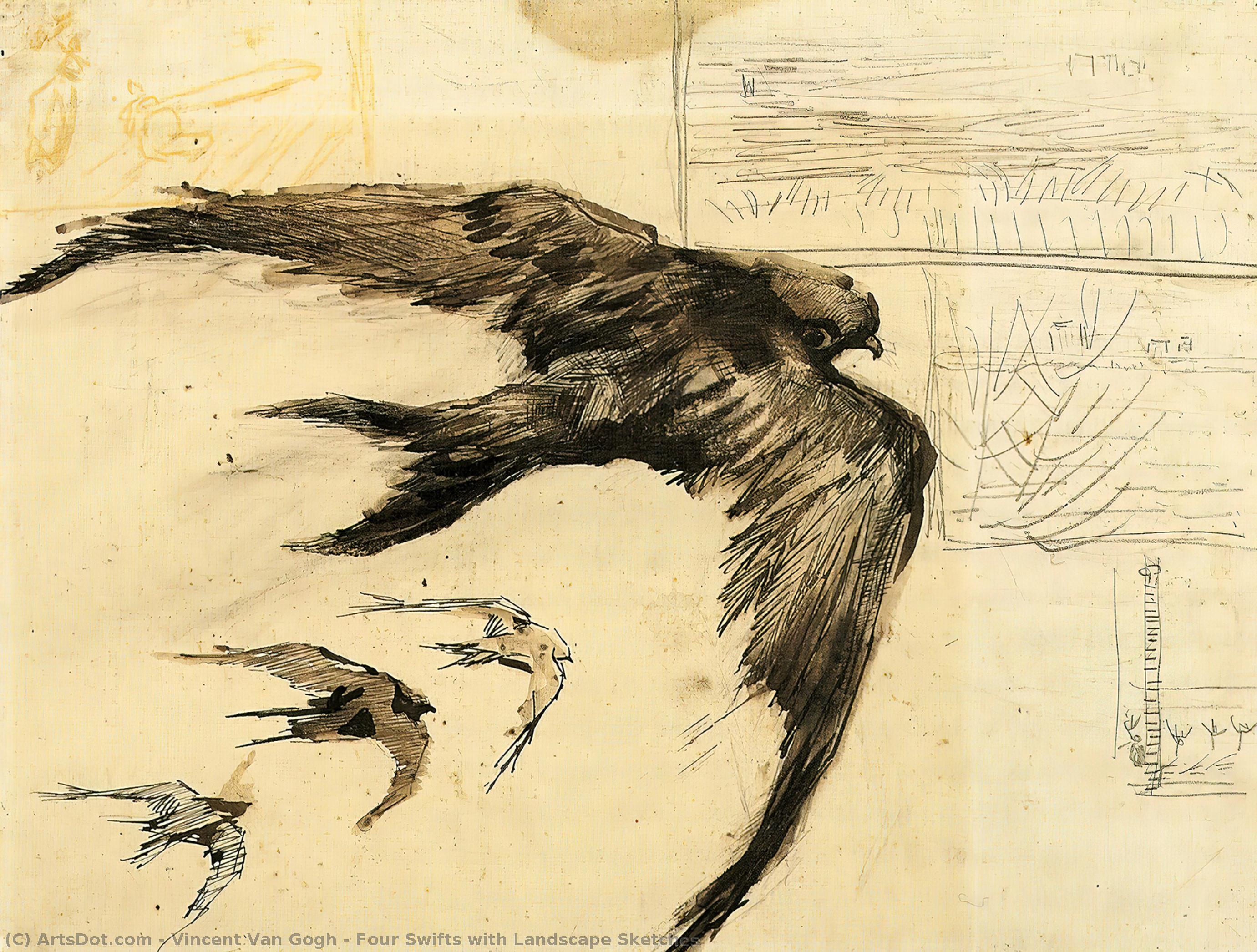 Order Oil Painting Replica Four Swifts with Landscape Sketches, 1887 by Vincent Van Gogh (1853-1890, Netherlands) | ArtsDot.com