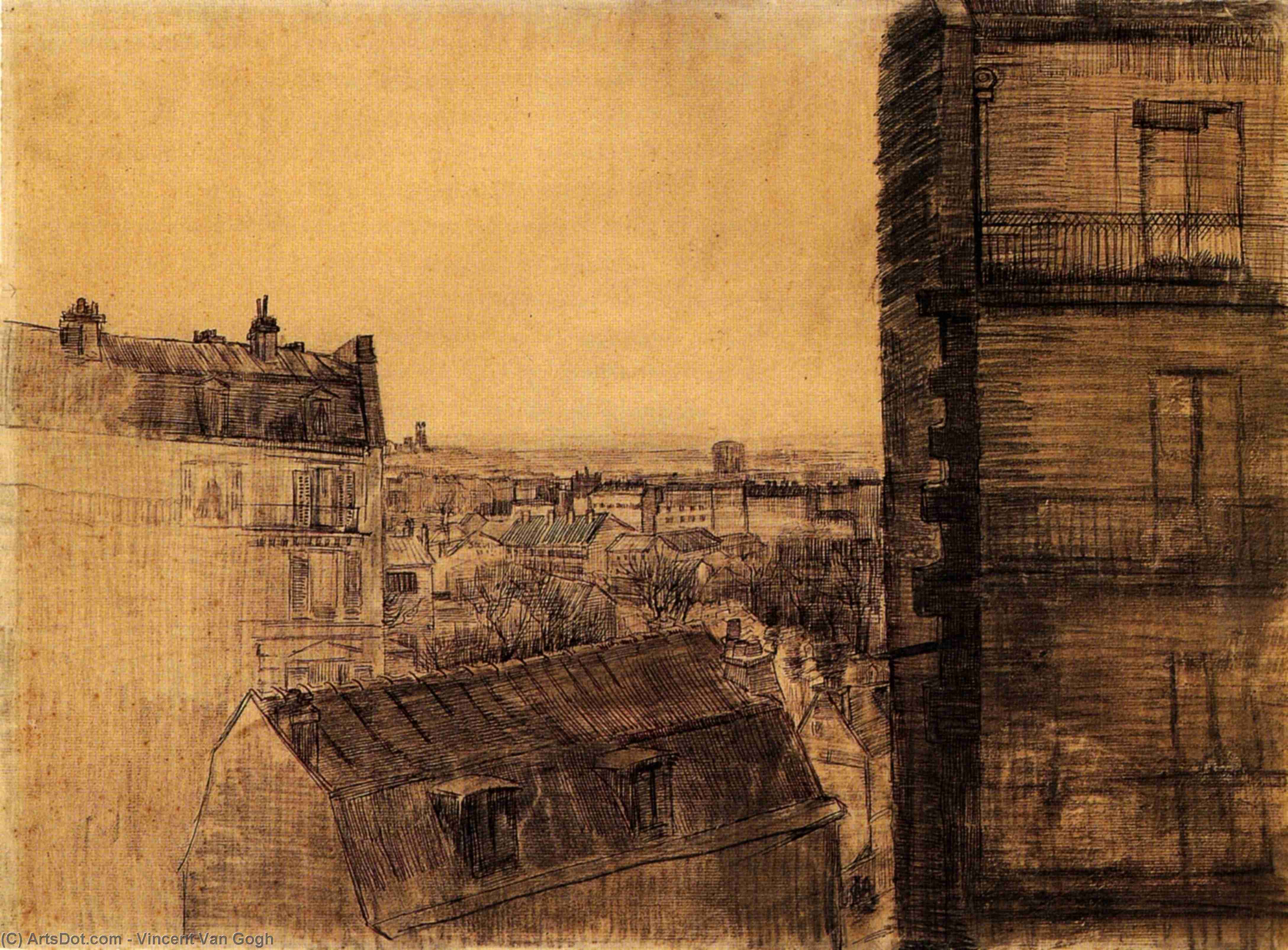Order Artwork Replica View from the Apartment in the Rue Lepic, 1887 by Vincent Van Gogh (1853-1890, Netherlands) | ArtsDot.com
