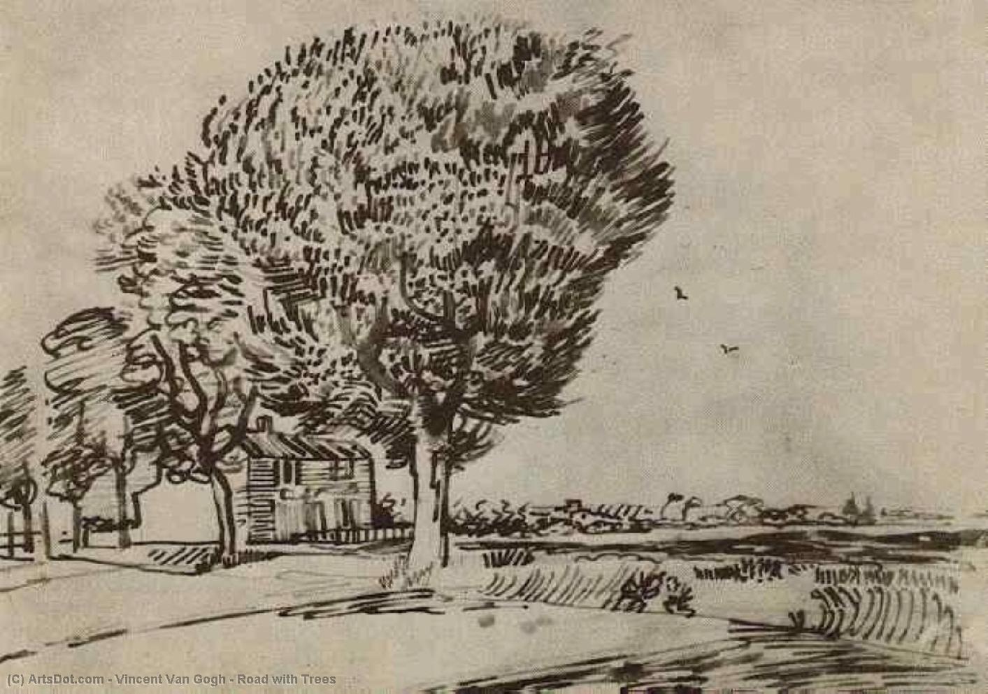 Order Art Reproductions Road with Trees, 1888 by Vincent Van Gogh (1853-1890, Netherlands) | ArtsDot.com