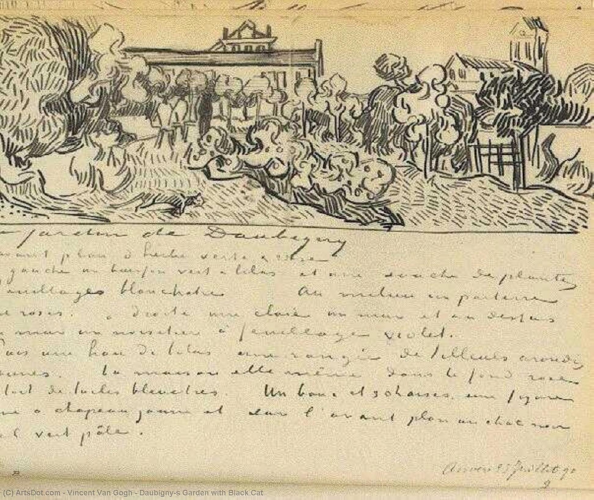 Order Paintings Reproductions Daubigny`s Garden with Black Cat, 1890 by Vincent Van Gogh (1853-1890, Netherlands) | ArtsDot.com