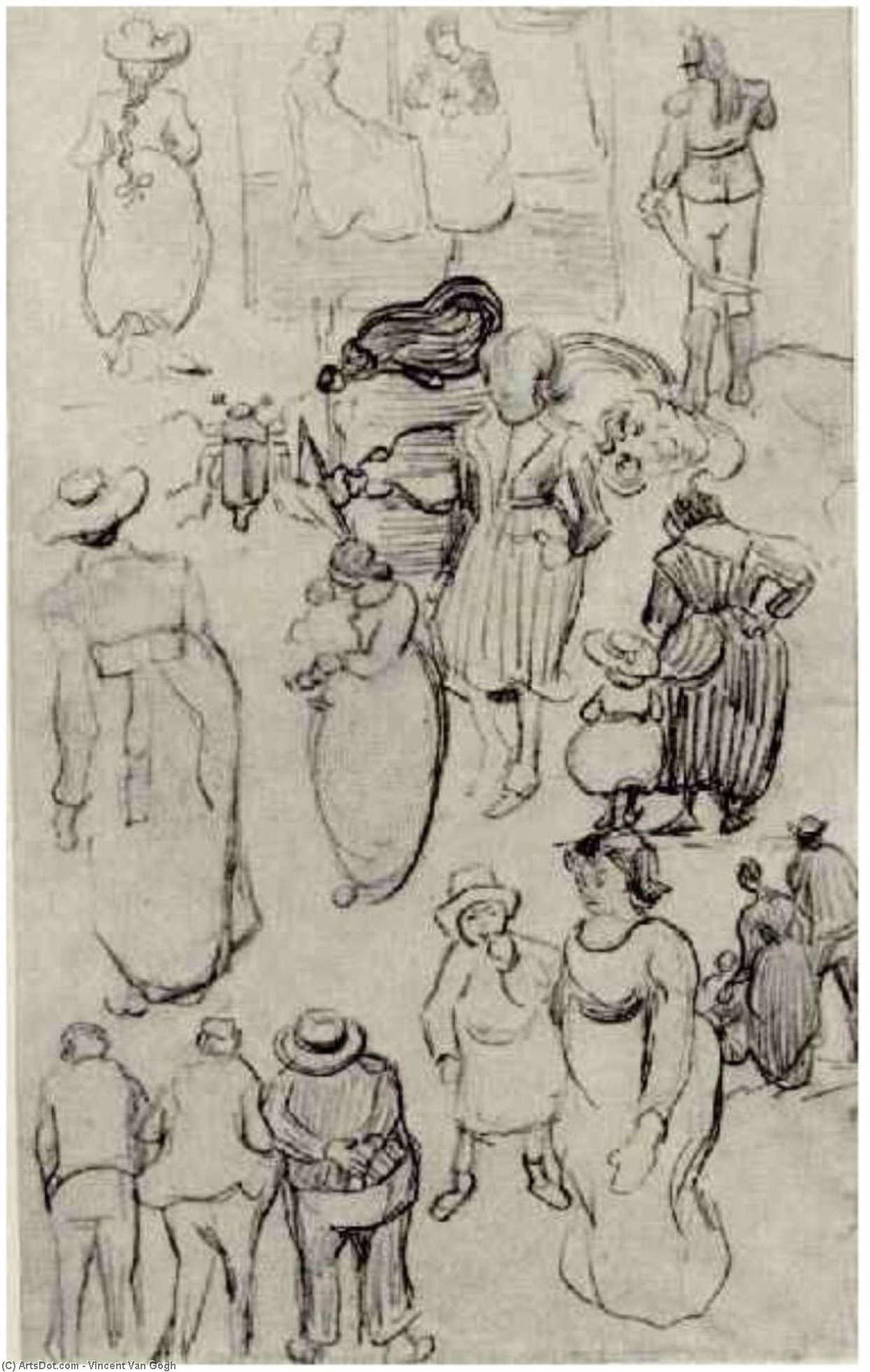 Order Artwork Replica Sheet with Many Sketches of Figures, 1890 by Vincent Van Gogh (1853-1890, Netherlands) | ArtsDot.com