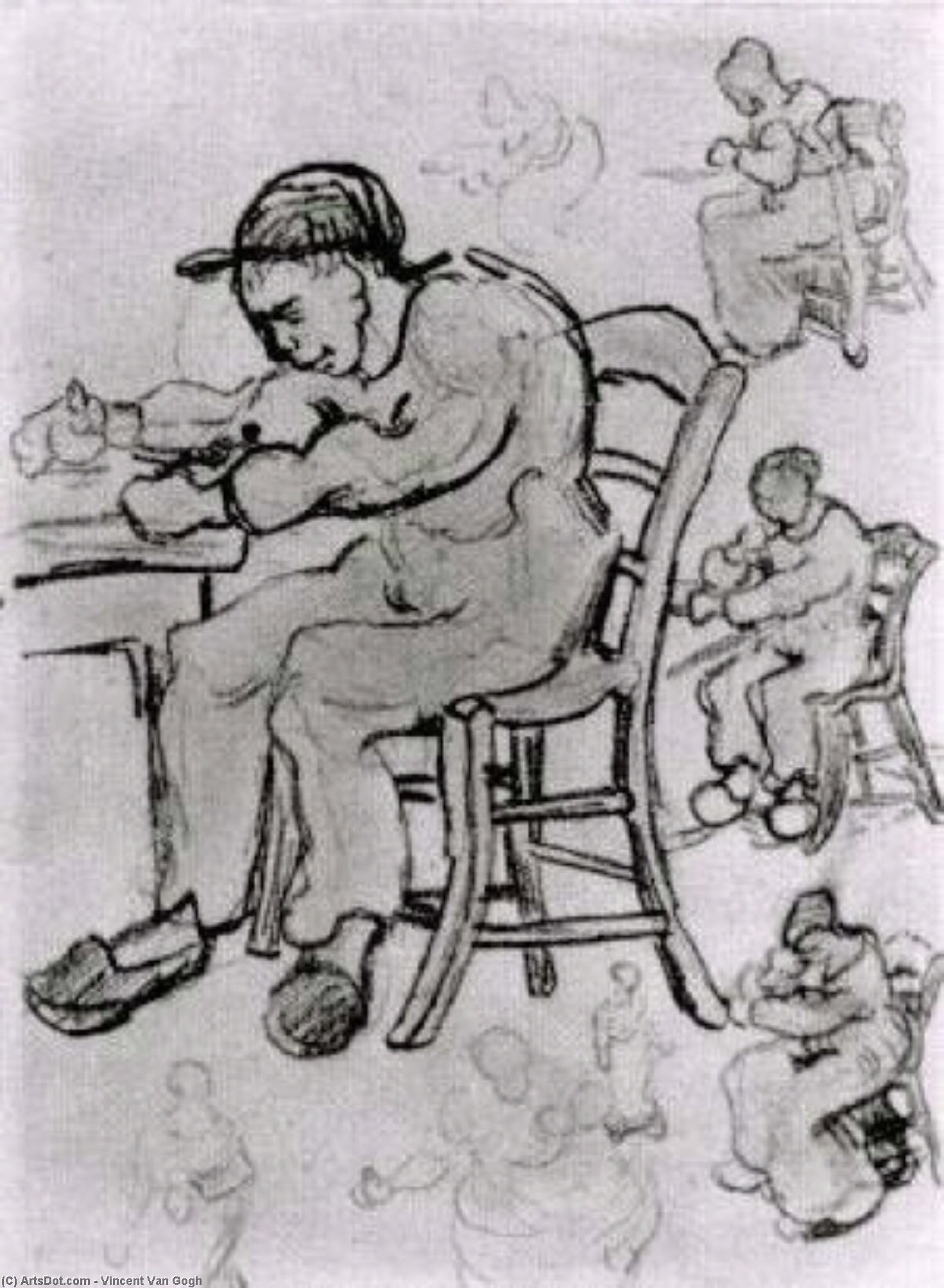 Buy Museum Art Reproductions Sheet with People Sitting on Chairs, 1890 by Vincent Van Gogh (1853-1890, Netherlands) | ArtsDot.com