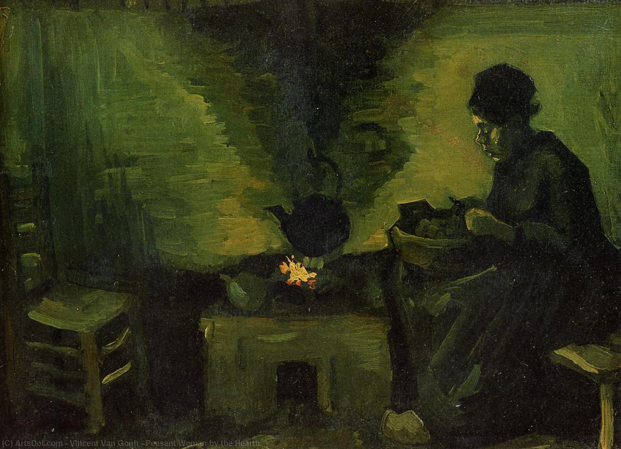 Order Art Reproductions Peasant Woman by the Hearth, 1885 by Vincent Van Gogh (1853-1890, Netherlands) | ArtsDot.com