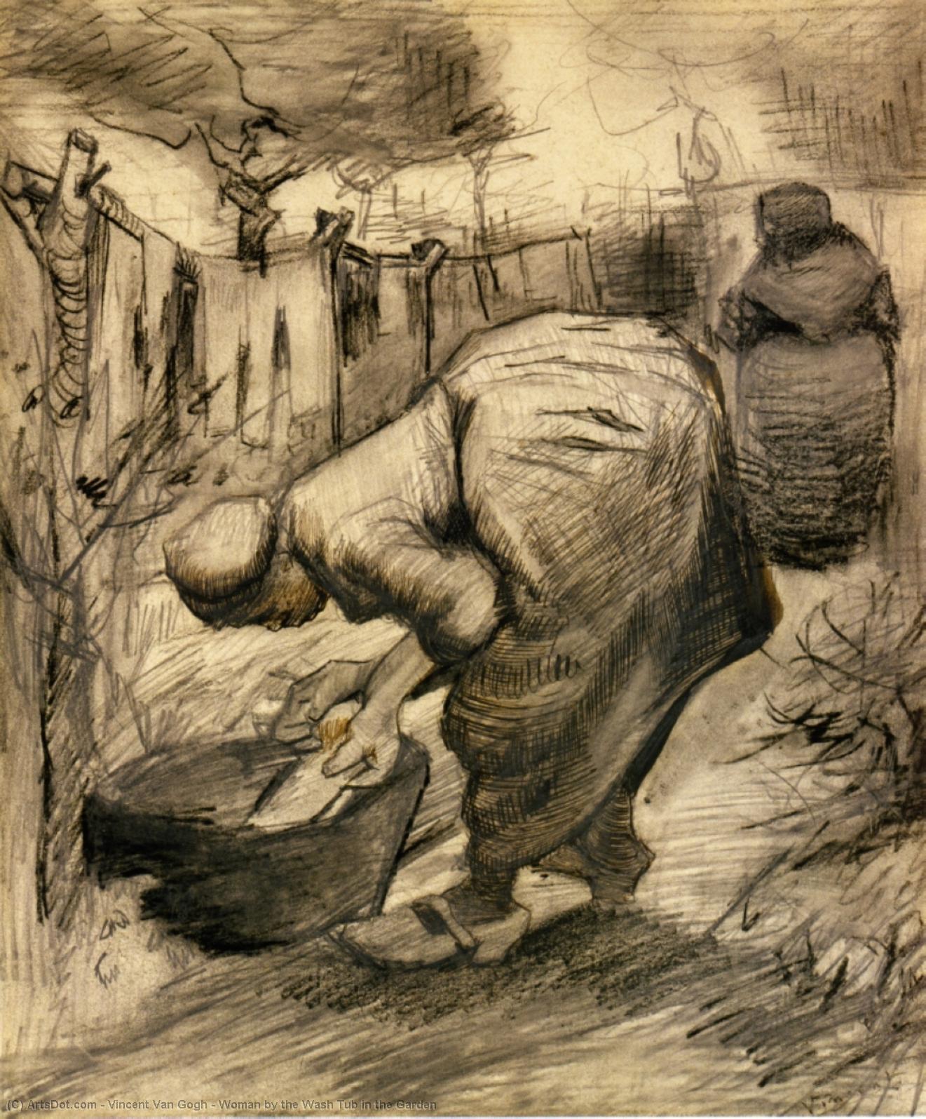 Order Oil Painting Replica Woman by the Wash Tub in the Garden, 1885 by Vincent Van Gogh (1853-1890, Netherlands) | ArtsDot.com