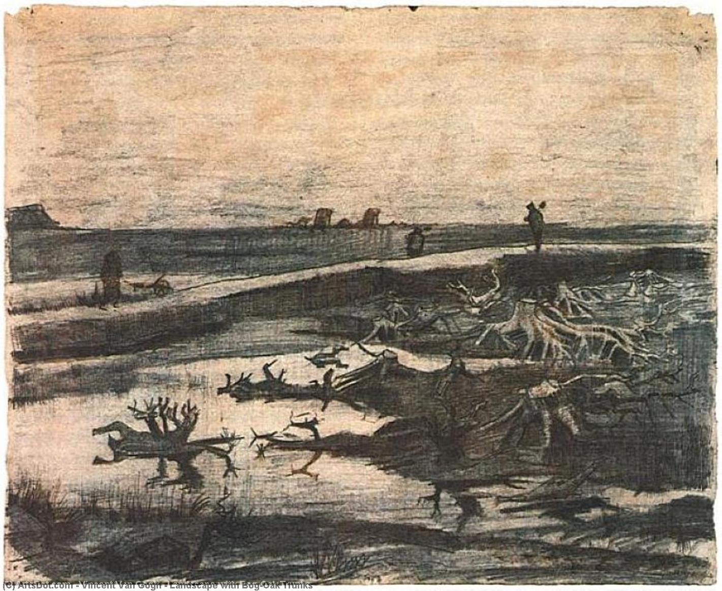 Order Oil Painting Replica Landscape with Bog-Oak Trunks, 1883 by Vincent Van Gogh (1853-1890, Netherlands) | ArtsDot.com