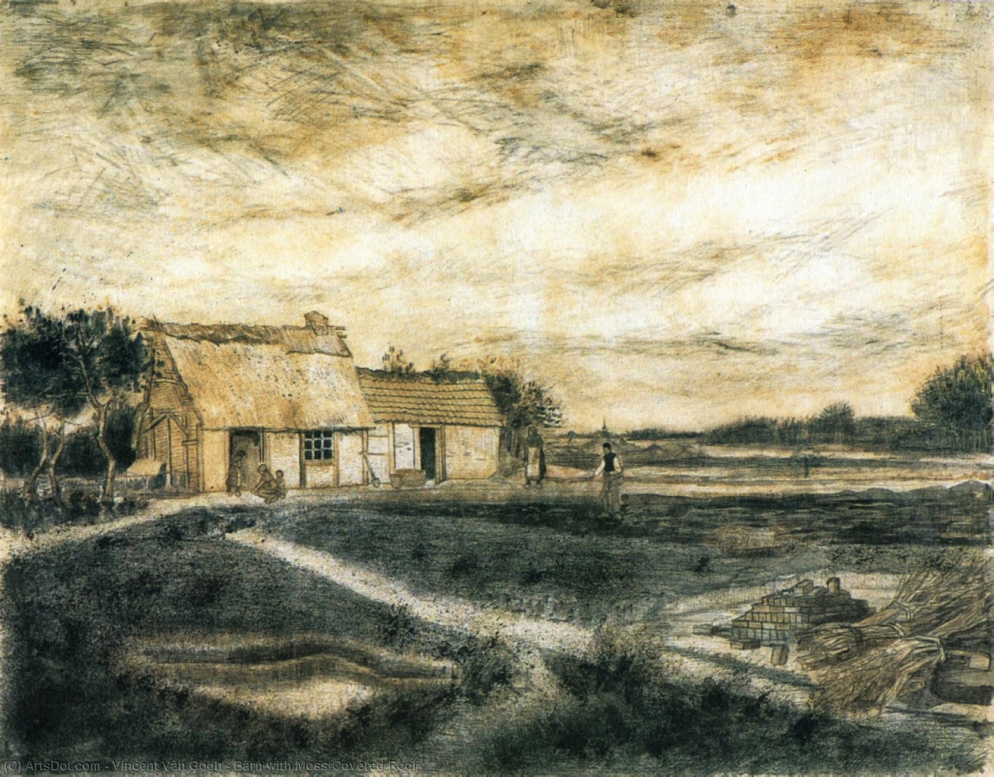 Order Art Reproductions Barn with Moss-Covered Roof, 1881 by Vincent Van Gogh (1853-1890, Netherlands) | ArtsDot.com