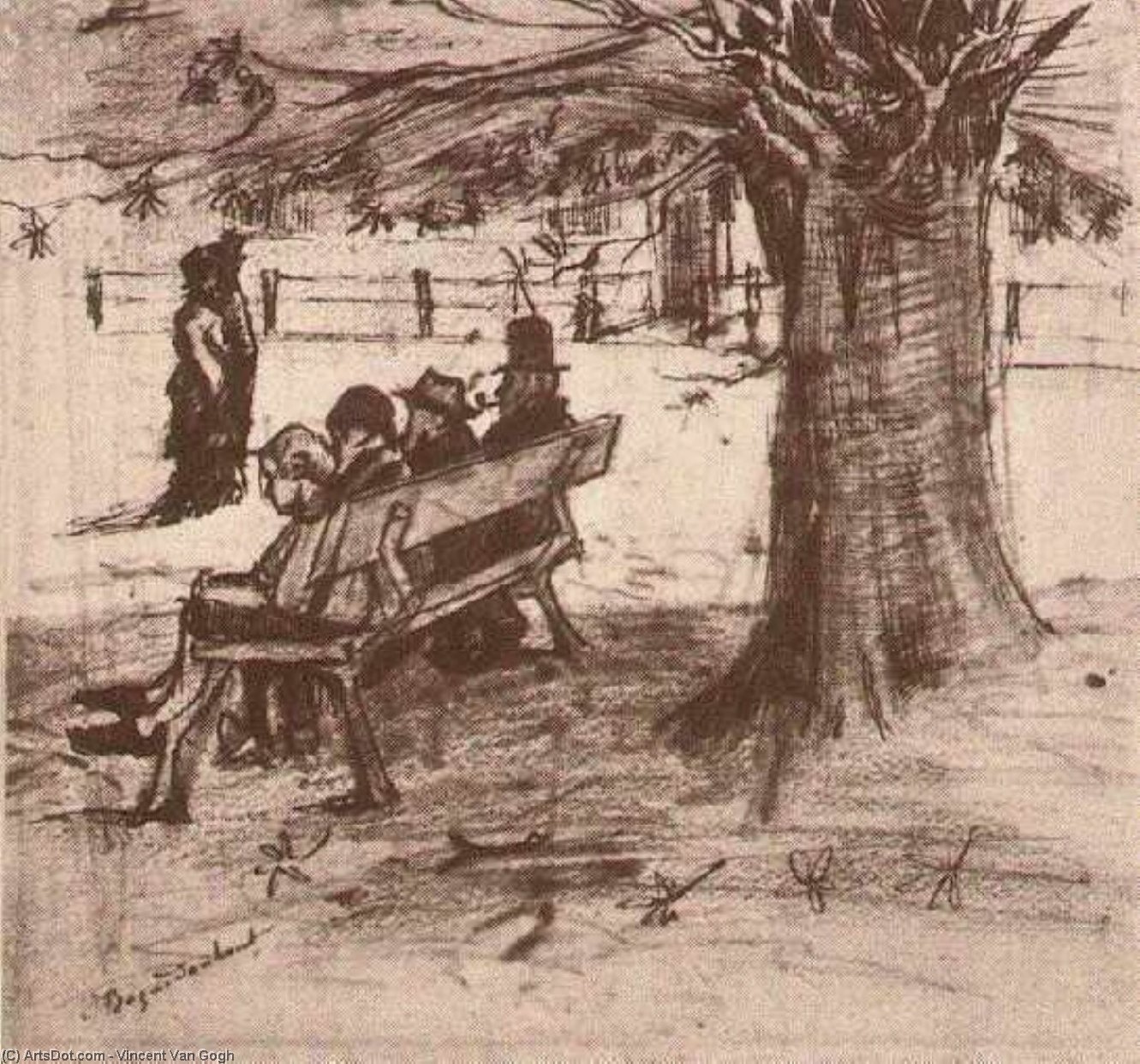 Buy Museum Art Reproductions Bench with Four Persons, 1882 by Vincent Van Gogh (1853-1890, Netherlands) | ArtsDot.com