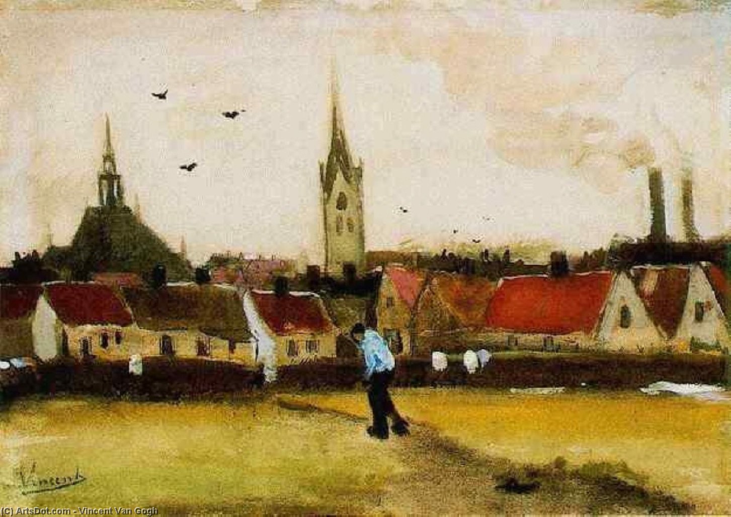 Order Artwork Replica View of The Hague with the New Church, 1882 by Vincent Van Gogh (1853-1890, Netherlands) | ArtsDot.com