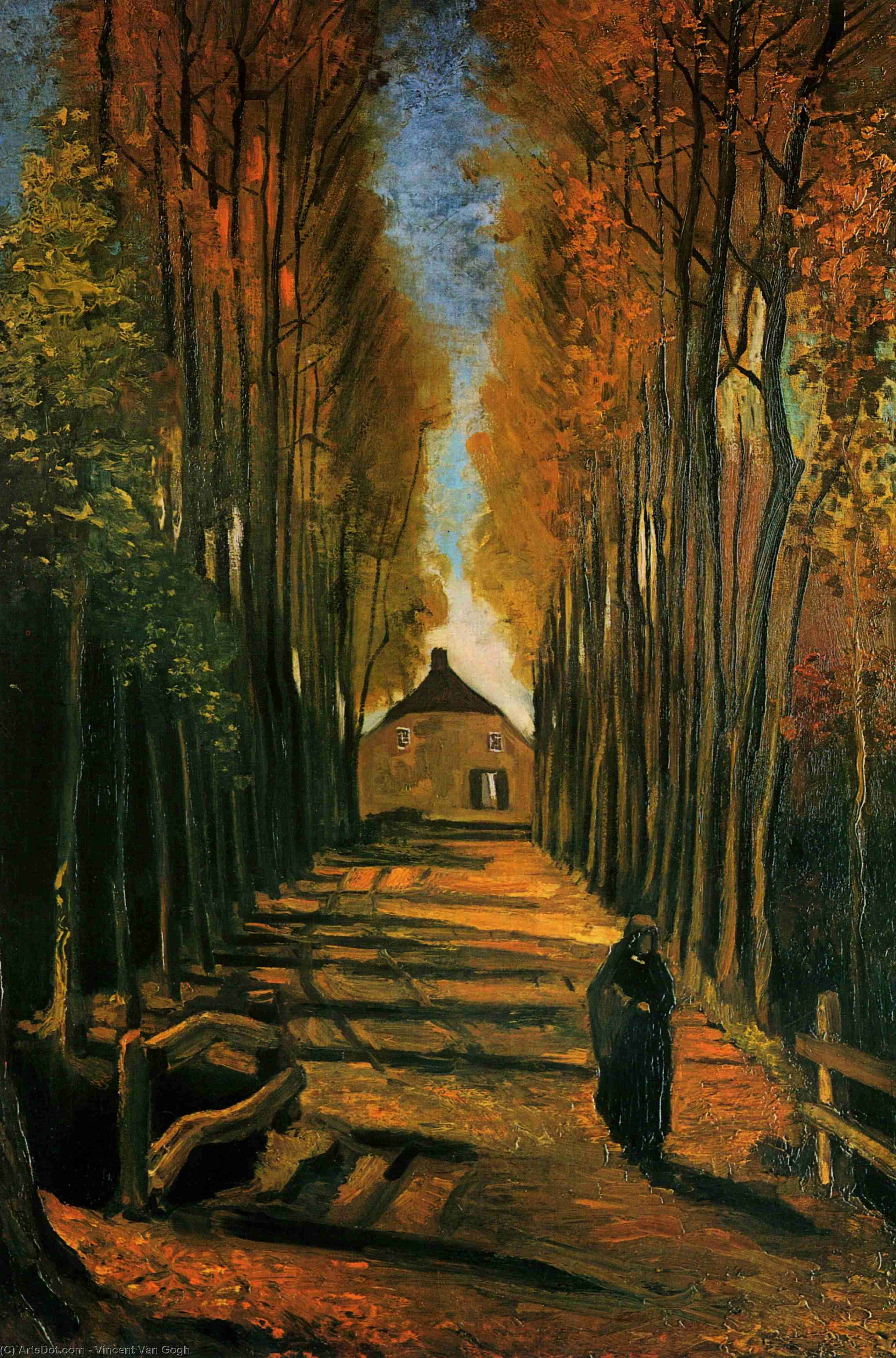 Order Oil Painting Replica Avenue of Poplars at Sunset, 1884 by Vincent Van Gogh (1853-1890, Netherlands) | ArtsDot.com
