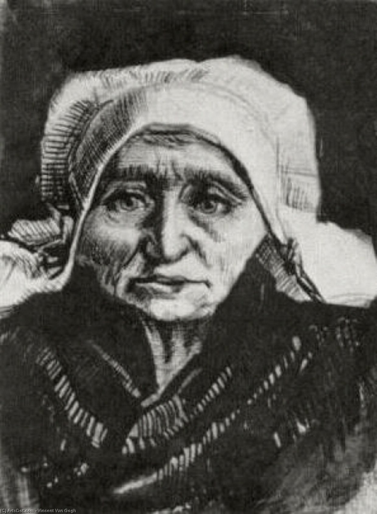 Buy Museum Art Reproductions Peasant Woman, Head, 1884 by Vincent Van Gogh (1853-1890, Netherlands) | ArtsDot.com