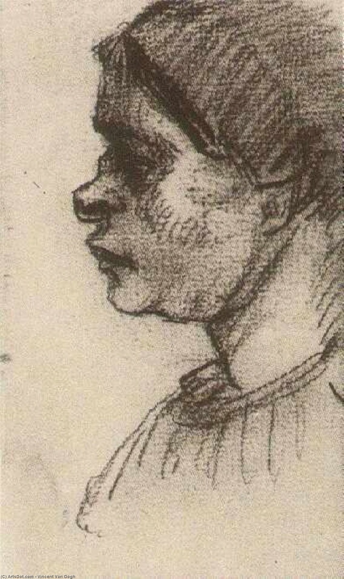 Order Art Reproductions Peasant Woman, Head (15), 1885 by Vincent Van Gogh (1853-1890, Netherlands) | ArtsDot.com