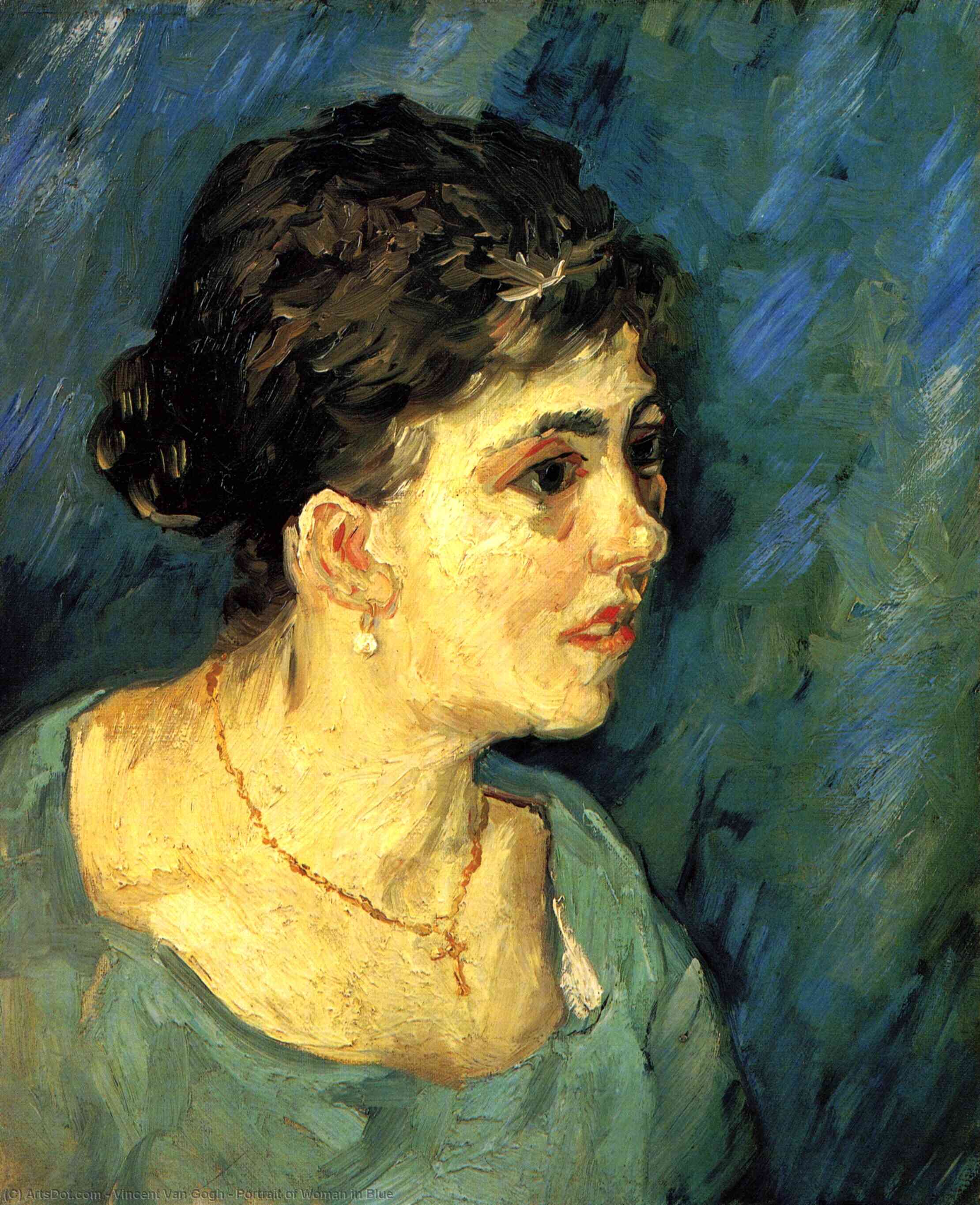 Order Art Reproductions Portrait of Woman in Blue, 1885 by Vincent Van Gogh (1853-1890, Netherlands) | ArtsDot.com