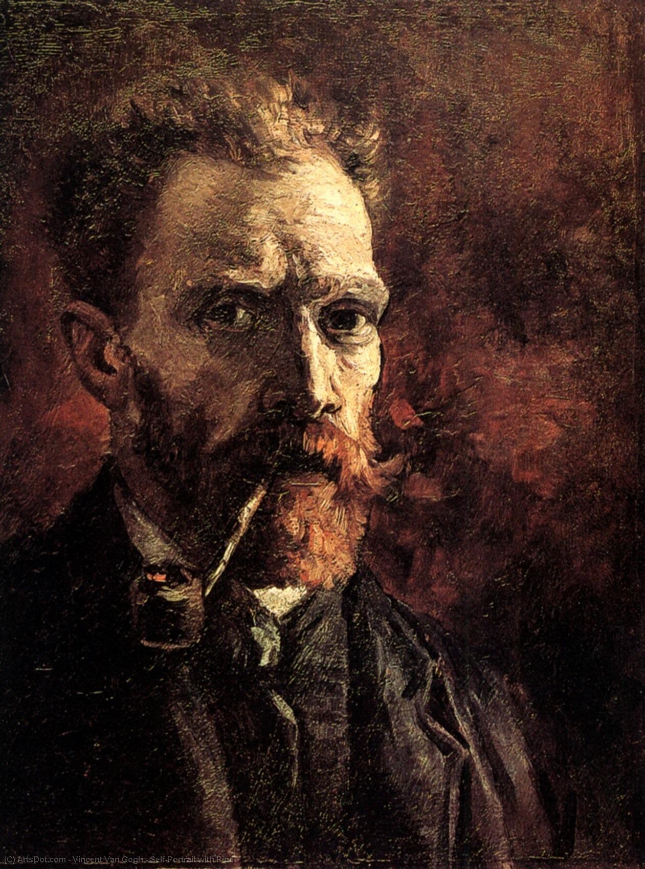 Buy Museum Art Reproductions Self-Portrait with Pipe, 1886 by Vincent Van Gogh (1853-1890, Netherlands) | ArtsDot.com