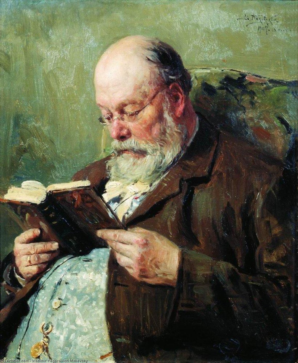 Buy Museum Art Reproductions Portrait of academician Ivan Yanzhul, 1907 by Vladimir Yegorovich Makovsky (1846-1920, Russia) | ArtsDot.com