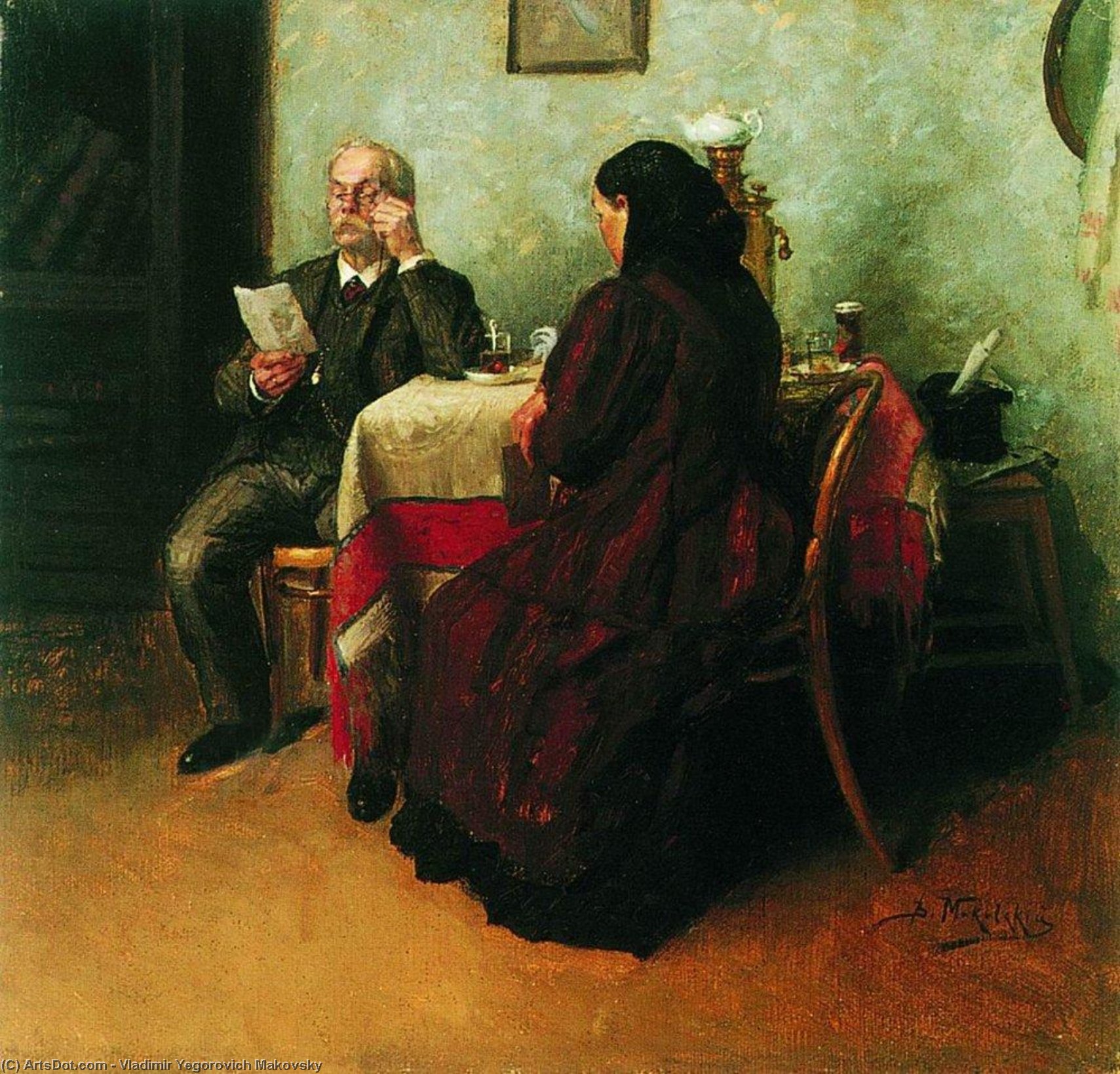 Order Oil Painting Replica A letter by Vladimir Yegorovich Makovsky (1846-1920, Russia) | ArtsDot.com
