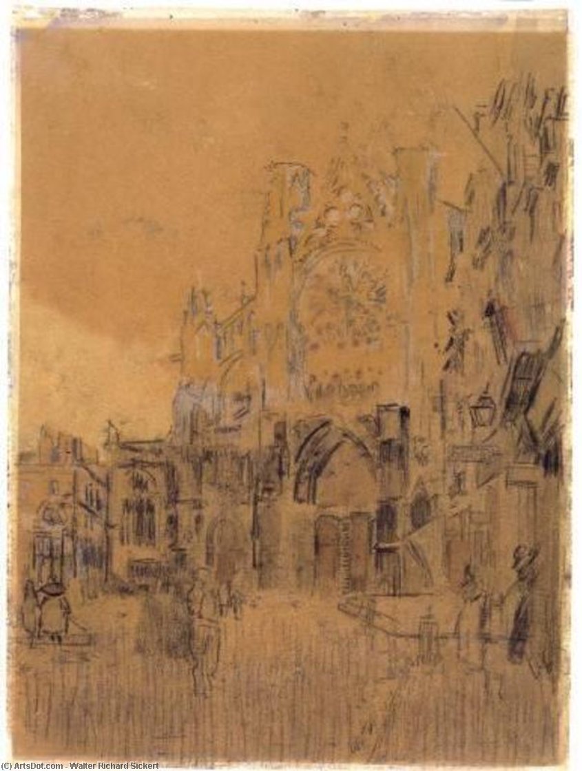 Order Oil Painting Replica Dieppe, Study No. 2, Facade of St. Jacques, 1899 by Walter Richard Sickert (1860-1942, Germany) | ArtsDot.com