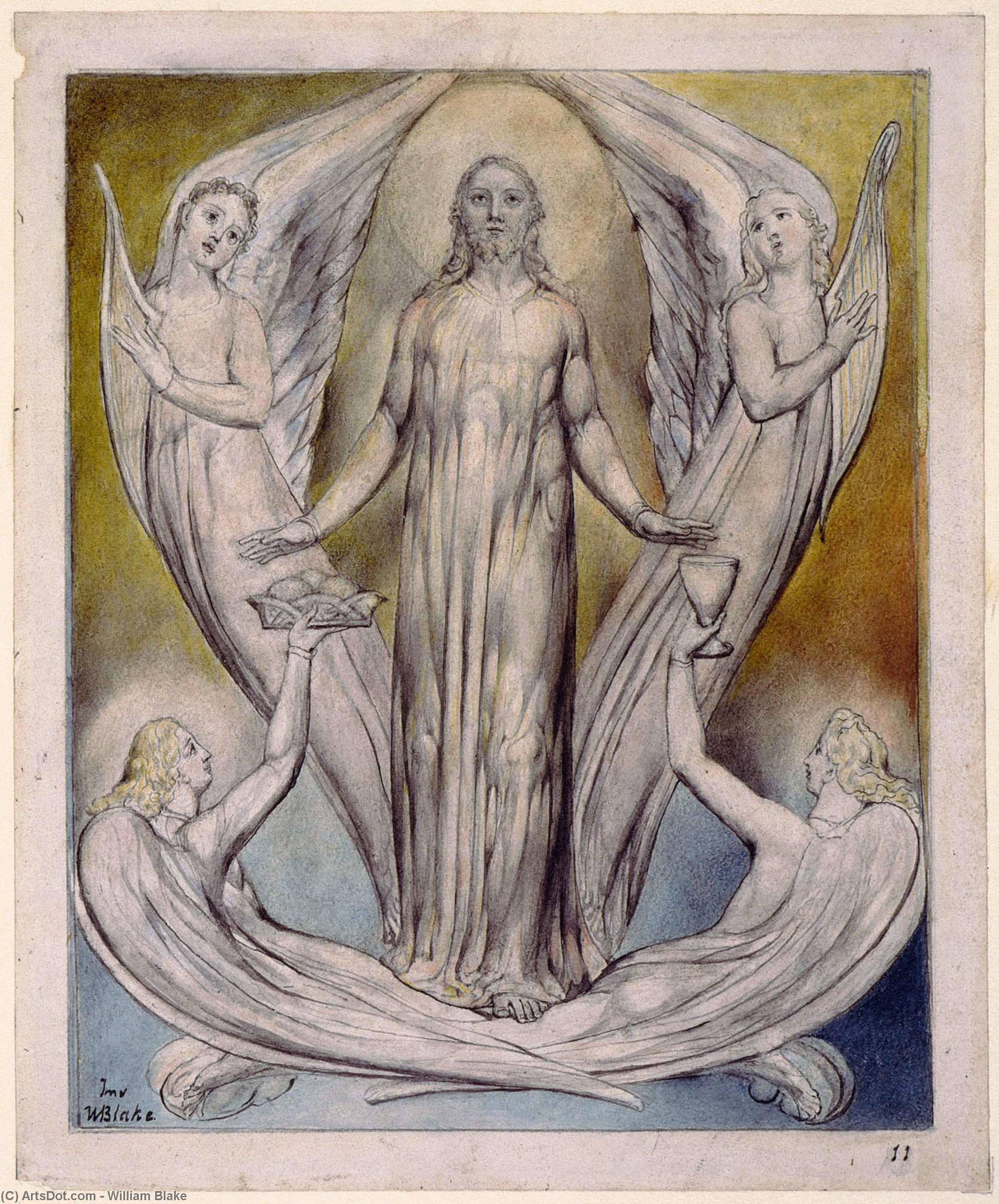 Order Oil Painting Replica Angels Ministering to Christ, 1820 by William Blake (1757-1827, United Kingdom) | ArtsDot.com