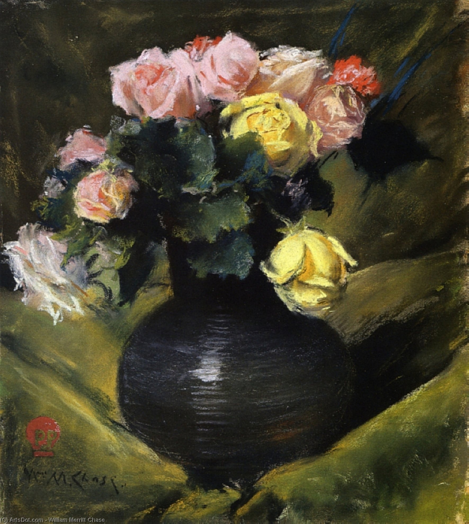 Order Oil Painting Replica Flowers (aka Roses), 1888 by William Merritt Chase (1849-1916, United States) | ArtsDot.com
