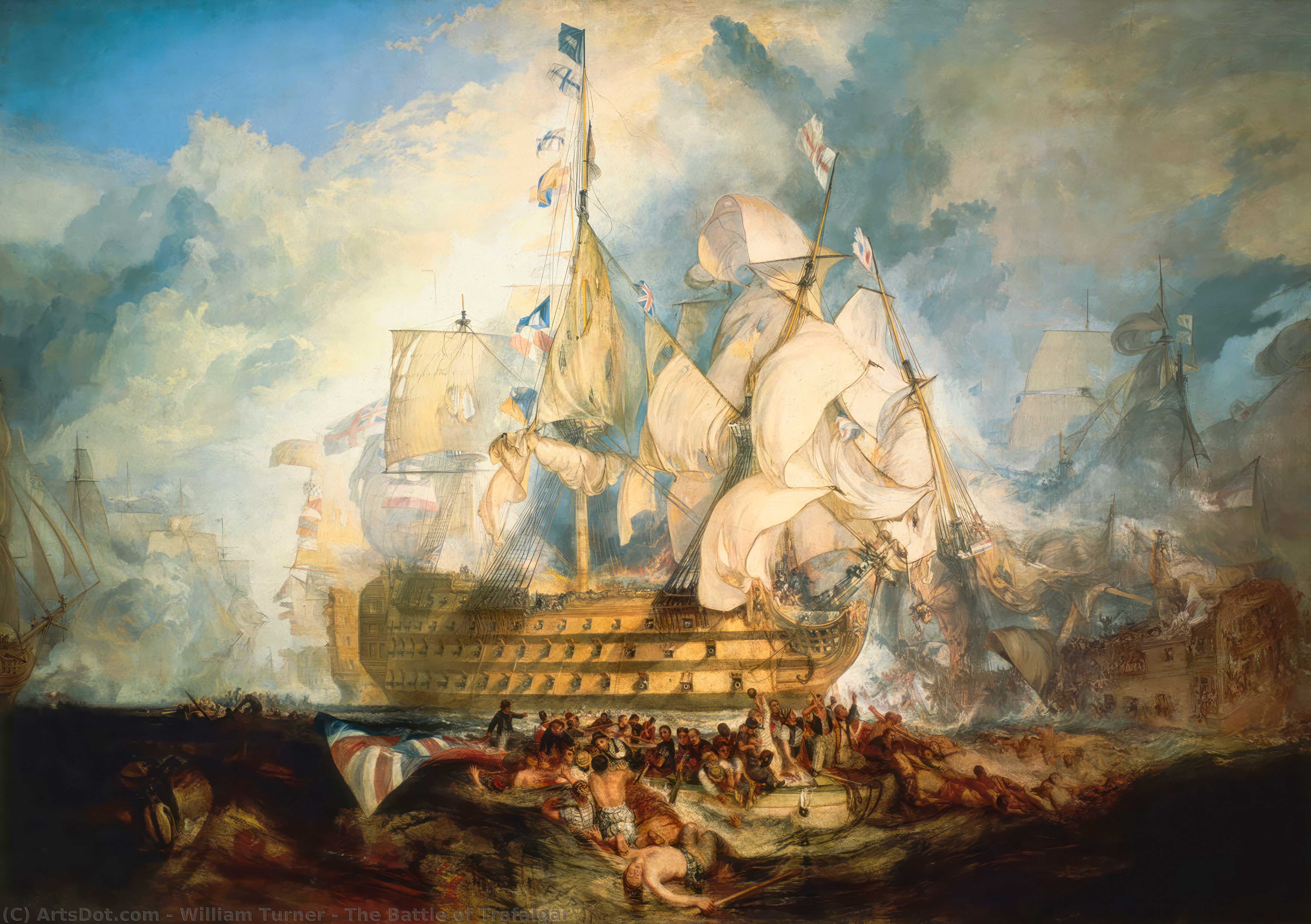 Order Paintings Reproductions The Battle of Trafalgar by William Turner (1775-1851, United Kingdom) | ArtsDot.com