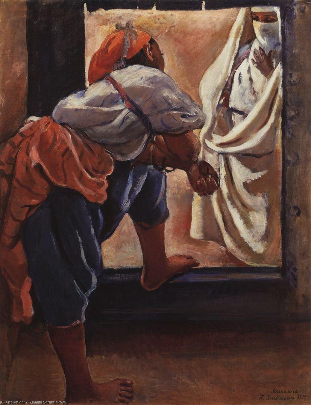 Buy Museum Art Reproductions Morocco. Figure in the doorway, 1928 by Zinaida Serebriakova (Inspired By) (1884-1967, Ukraine) | ArtsDot.com