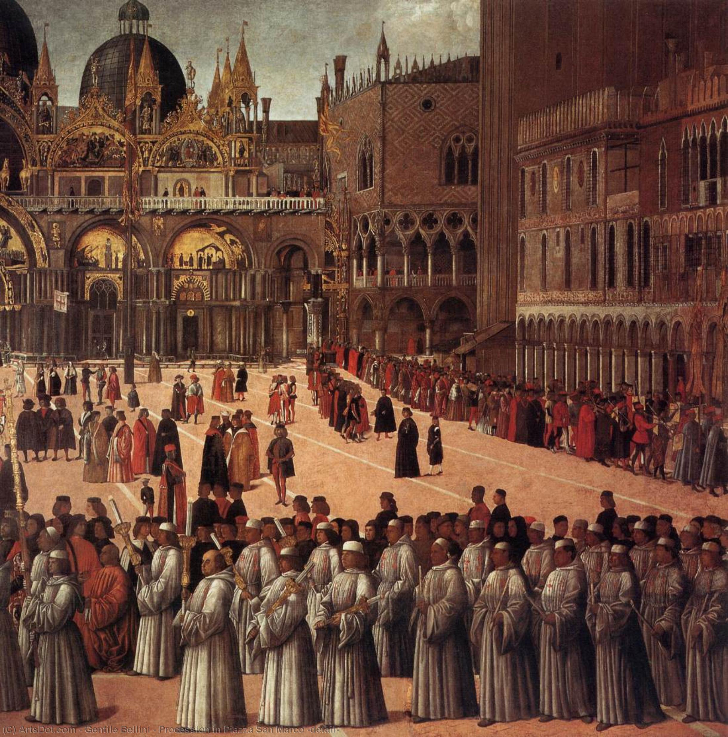Buy Museum Art Reproductions Procession in Piazza San Marco (detail), 1496 by Gentile Bellini (1429-1507, Italy) | ArtsDot.com