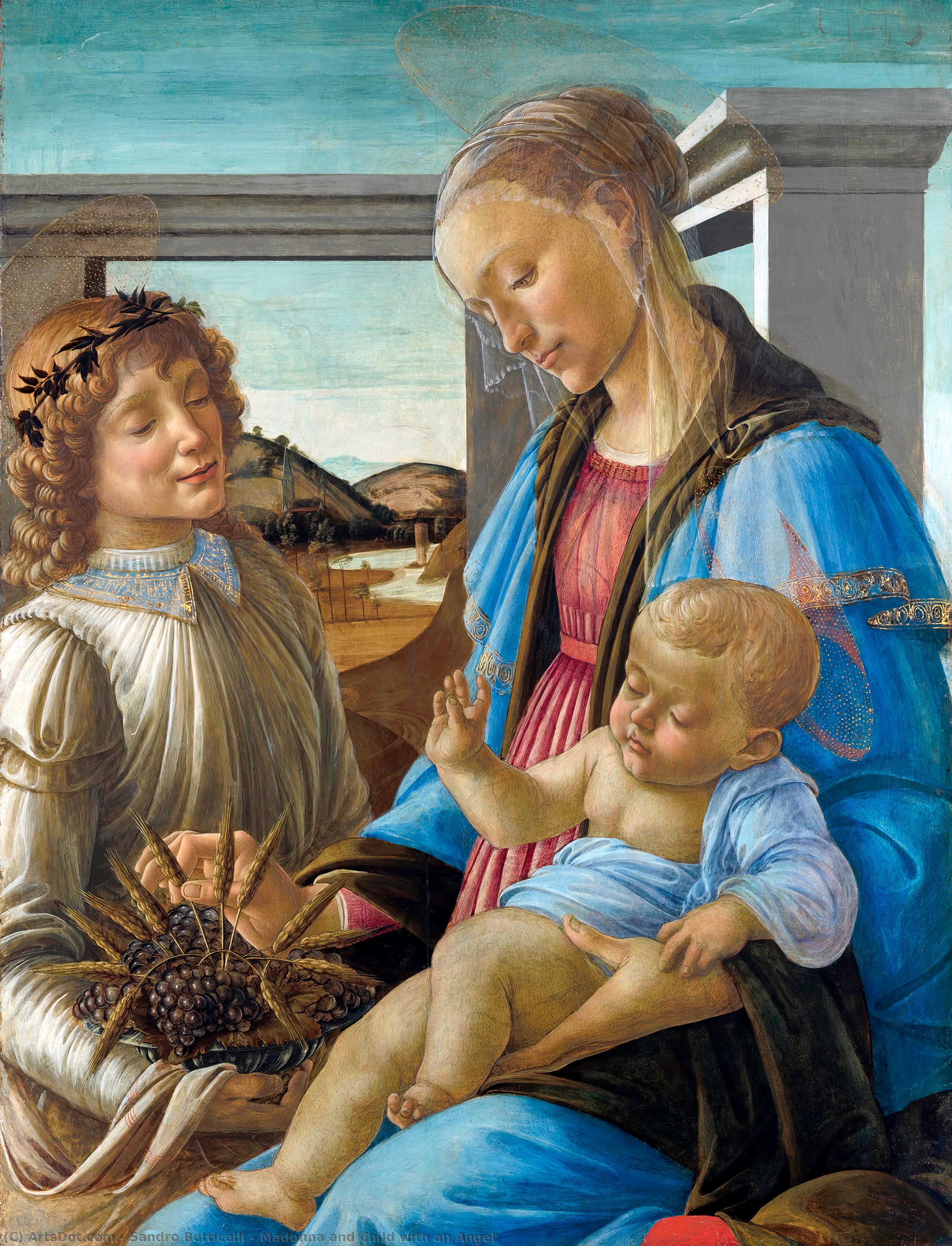購入 美術館の複製、美術複製、絵画複製、美術館の品質プリント、美術品の複製、有名な絵画の複製、博物館の品質再現、キャンバスにアートプリント マドンナと天使の子供, 1470 バイ Sandro Botticelli (1445-1510, Italy) | ArtsDot.com